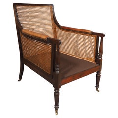 Regency Mahogany Caned Bergere