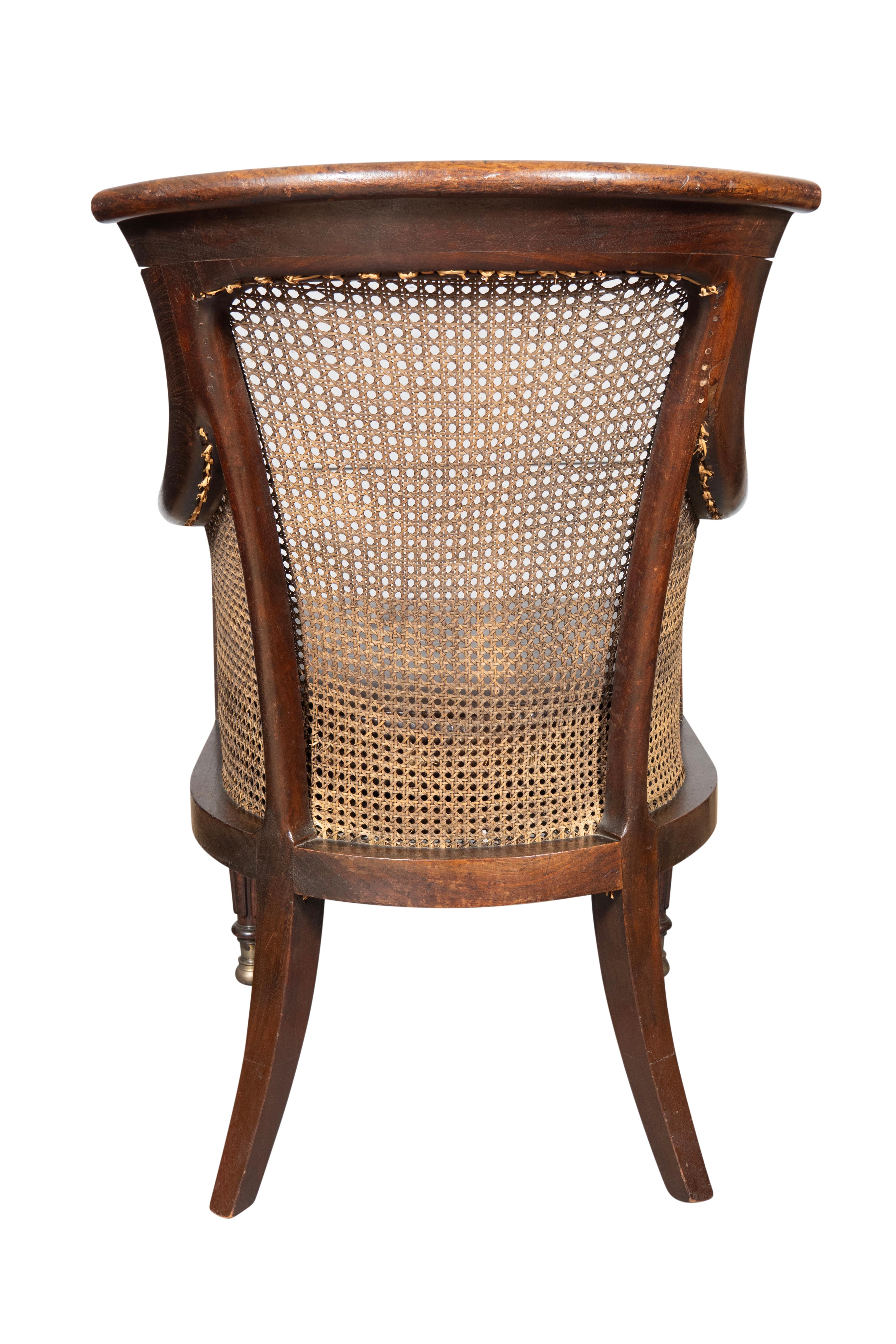 English Regency Mahogany Caned Tub Chair For Sale