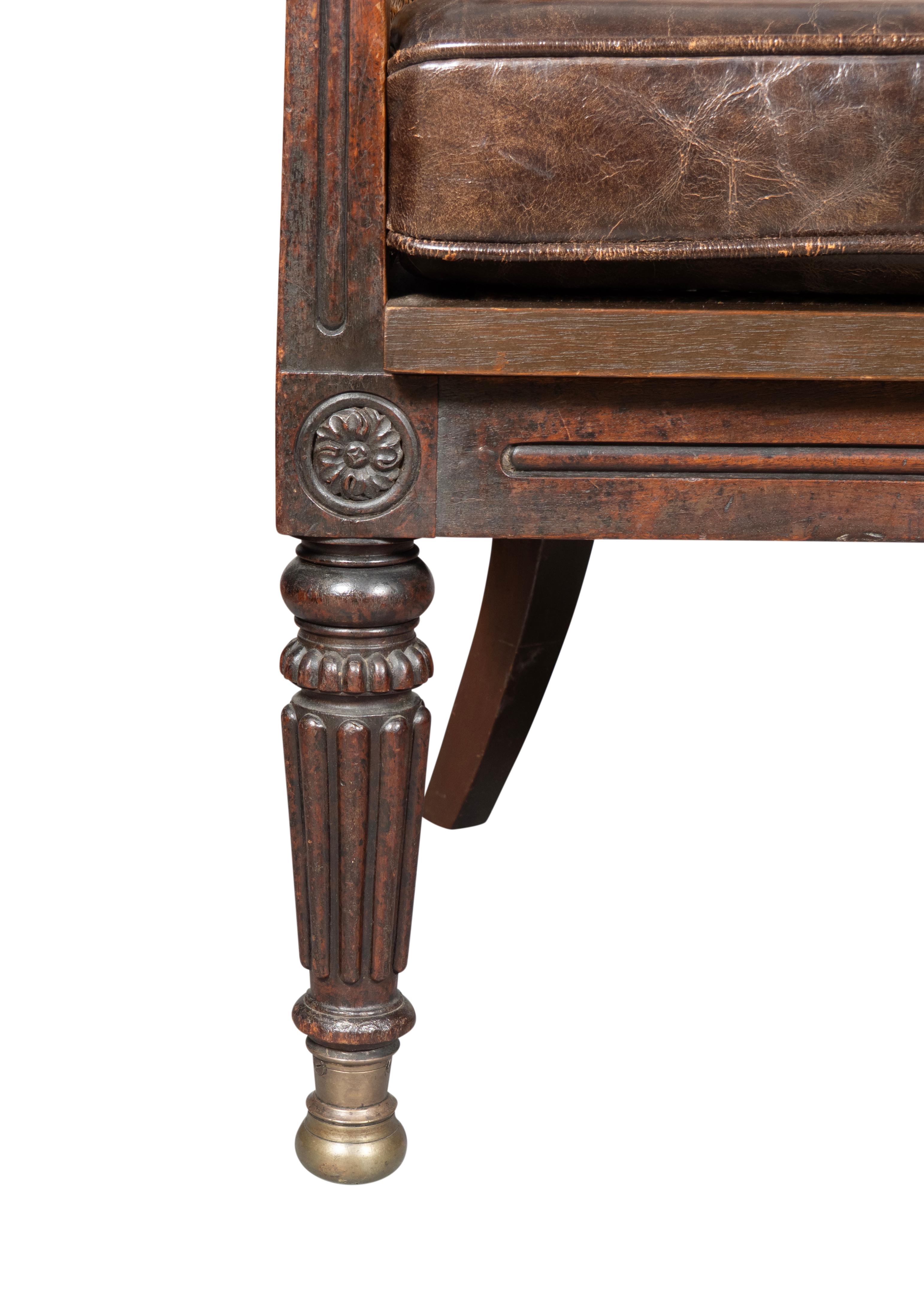 19th Century Regency Mahogany Caned Tub Chair For Sale