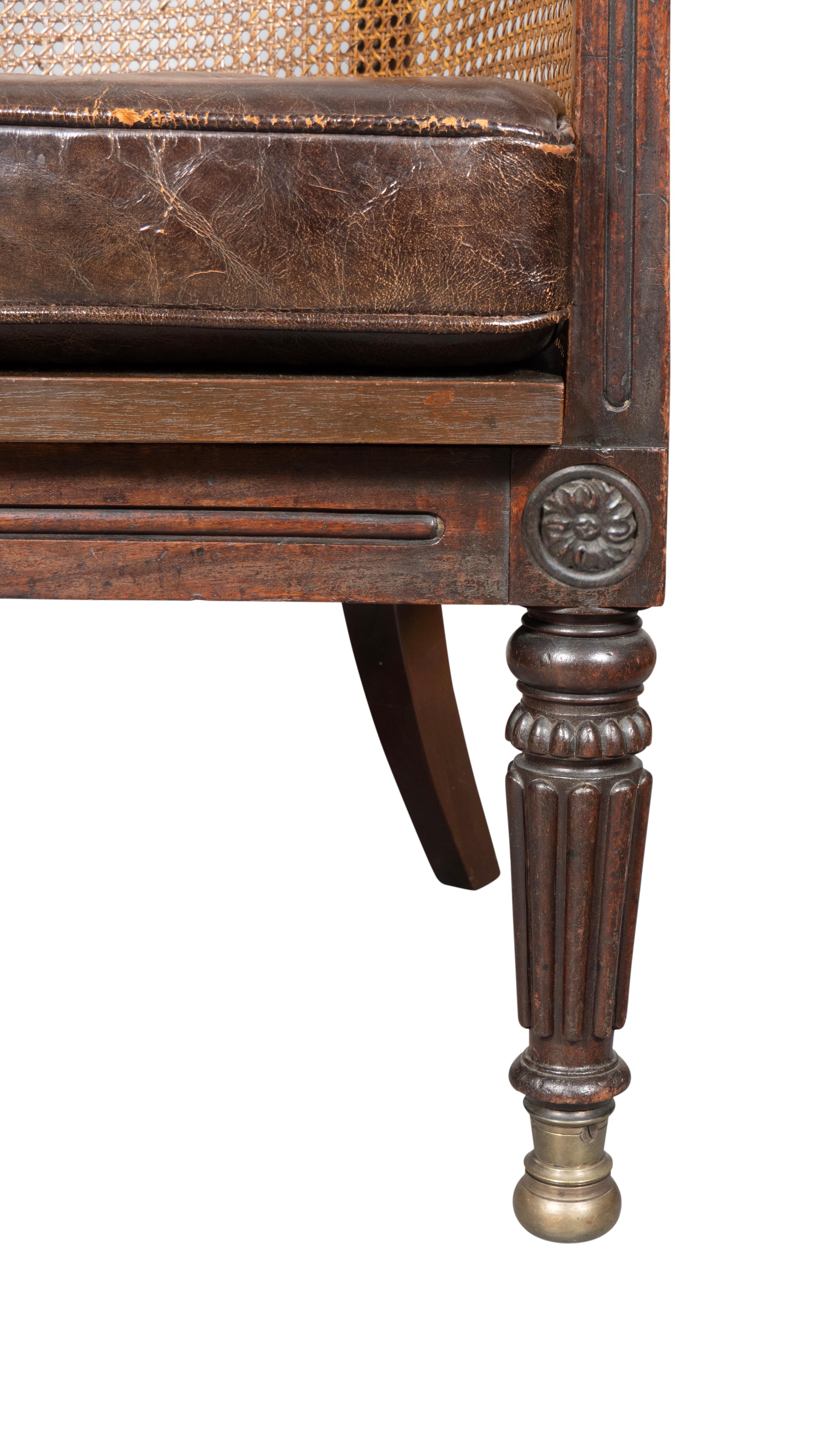 Regency Mahogany Caned Tub Chair For Sale 1