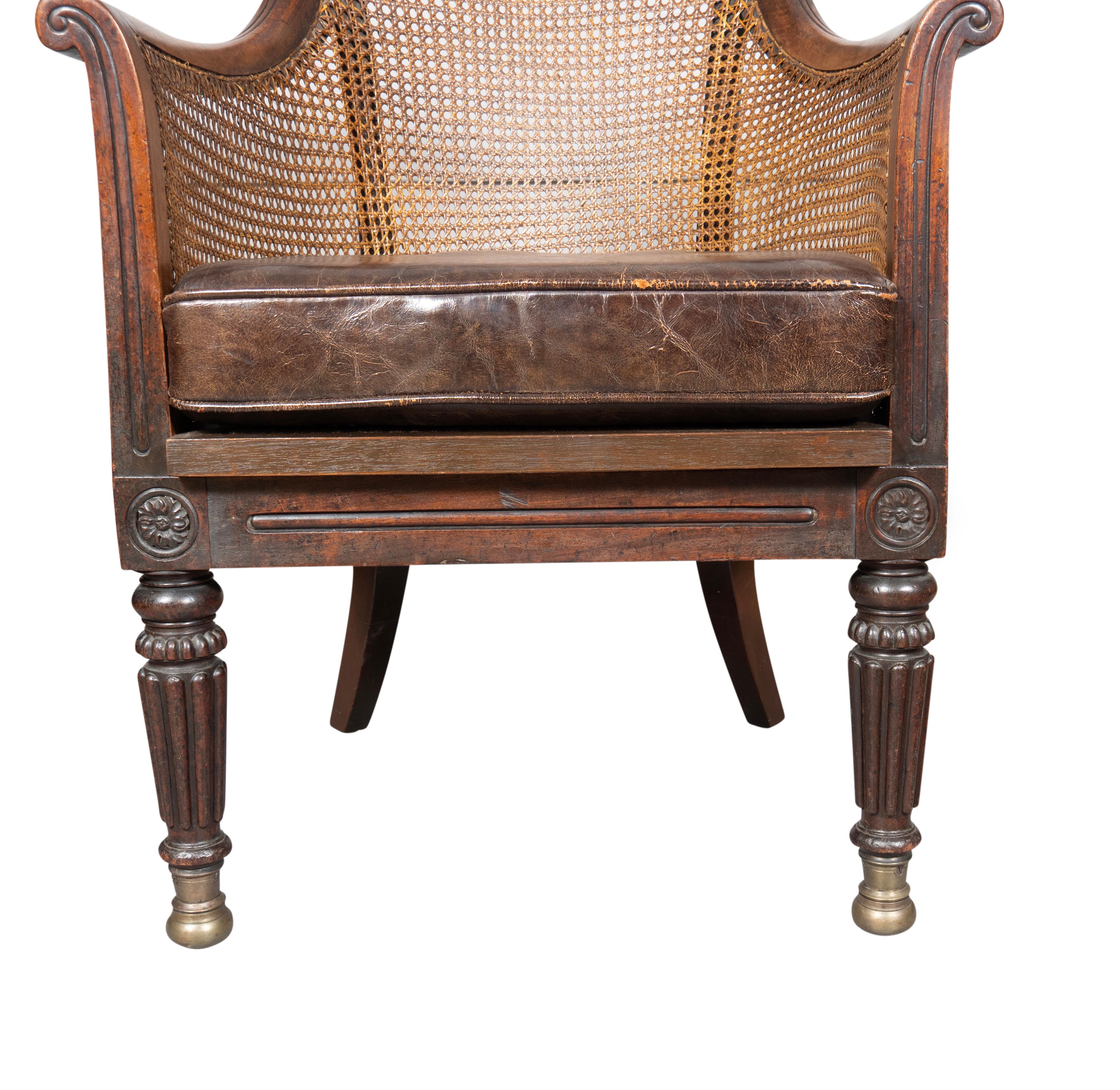 Regency Mahogany Caned Tub Chair For Sale 3