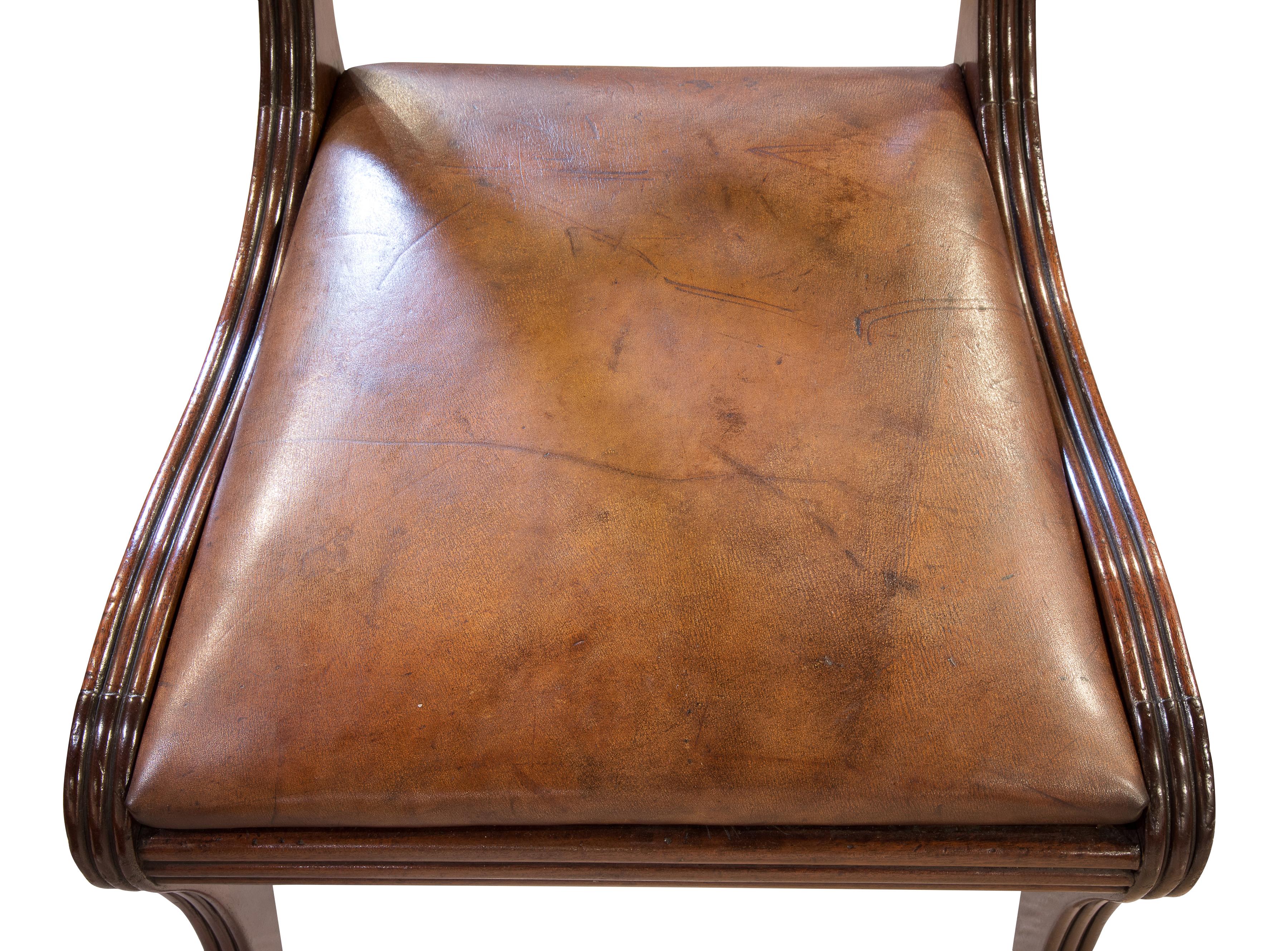 Regency Mahogany Chair with Leather Upholstered Seat, circa 1830 For Sale 2