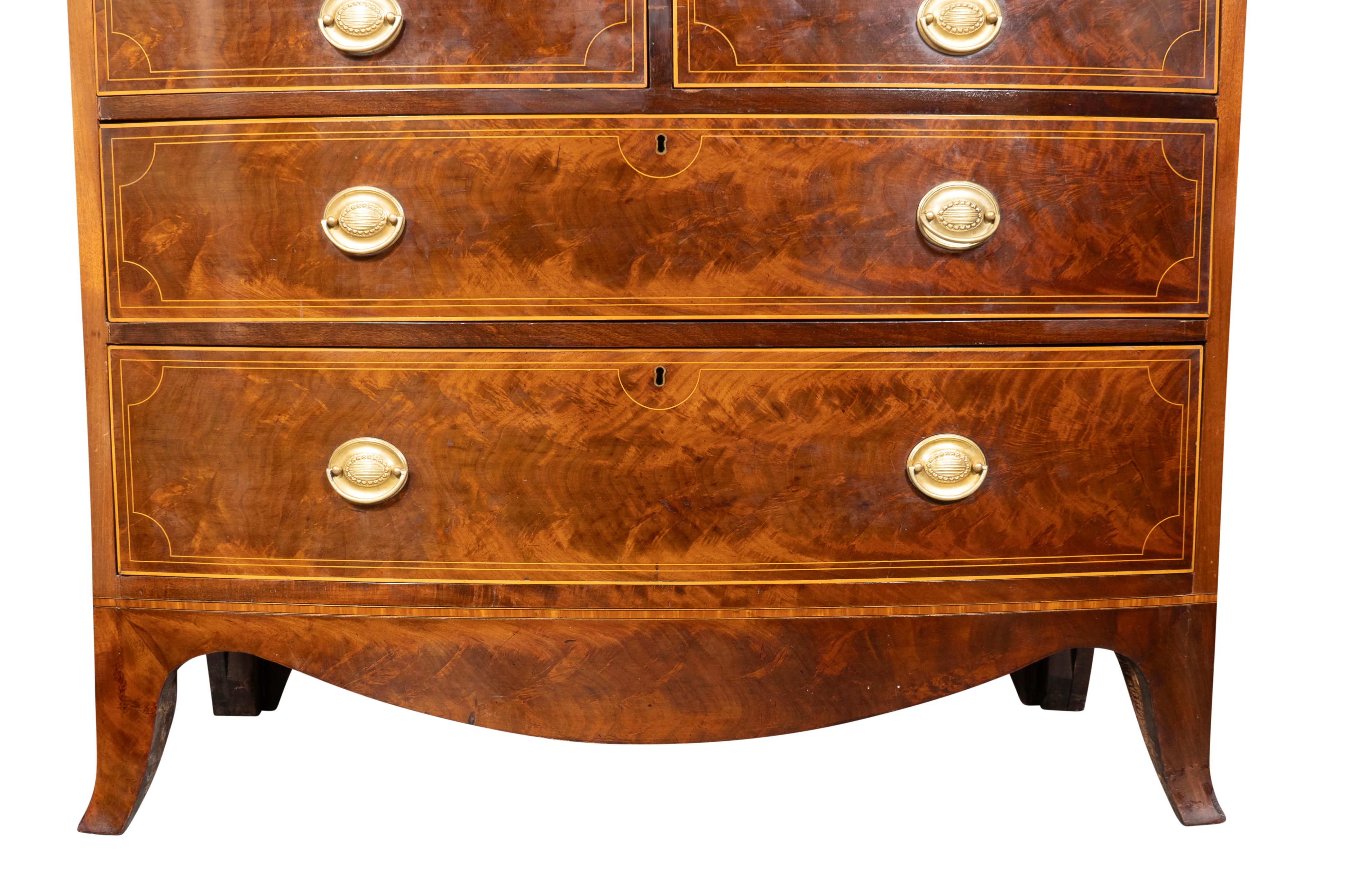 Regency Mahogany Bowfront Chest Of Drawers 4