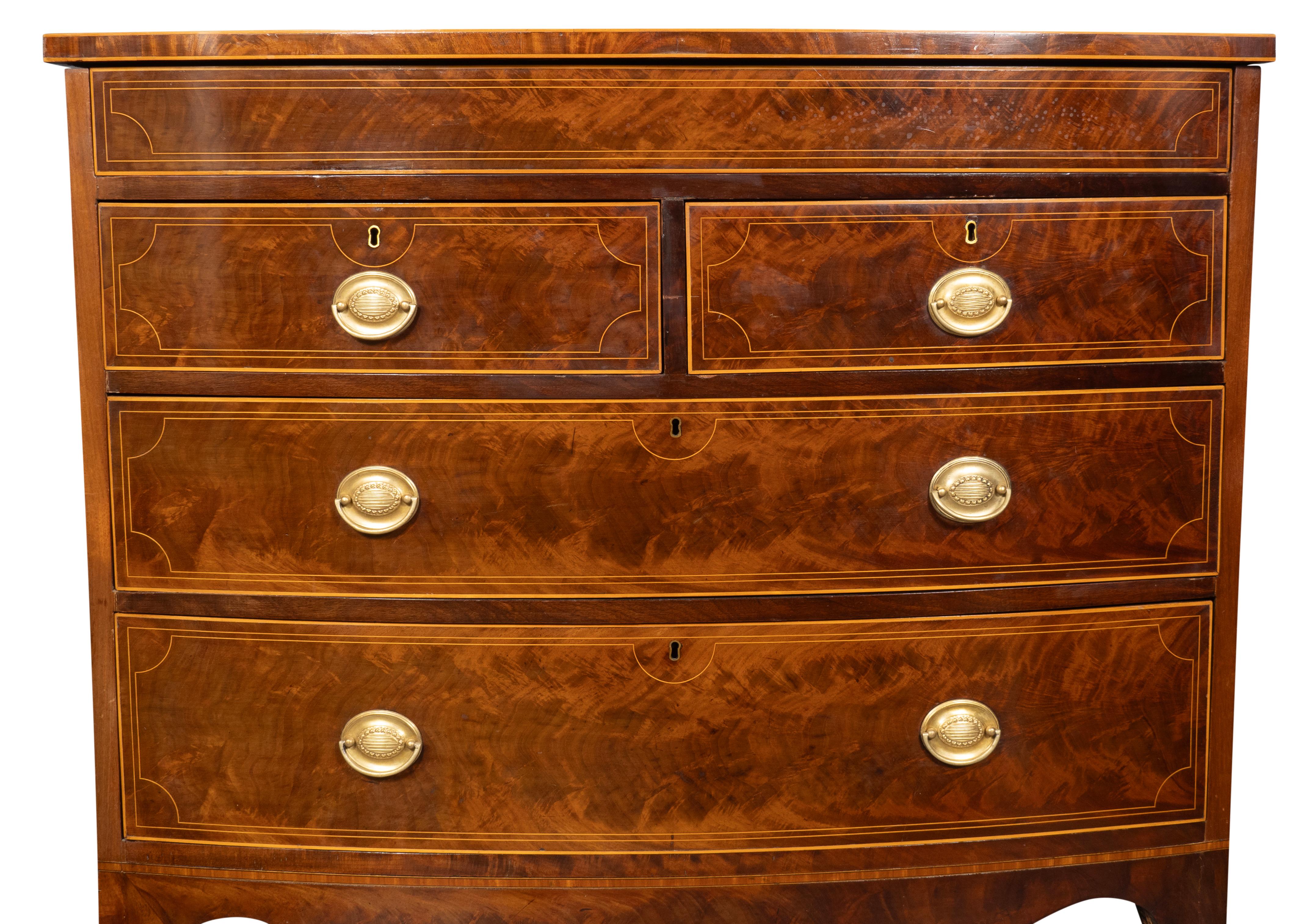 Regency Mahogany Bowfront Chest Of Drawers 5