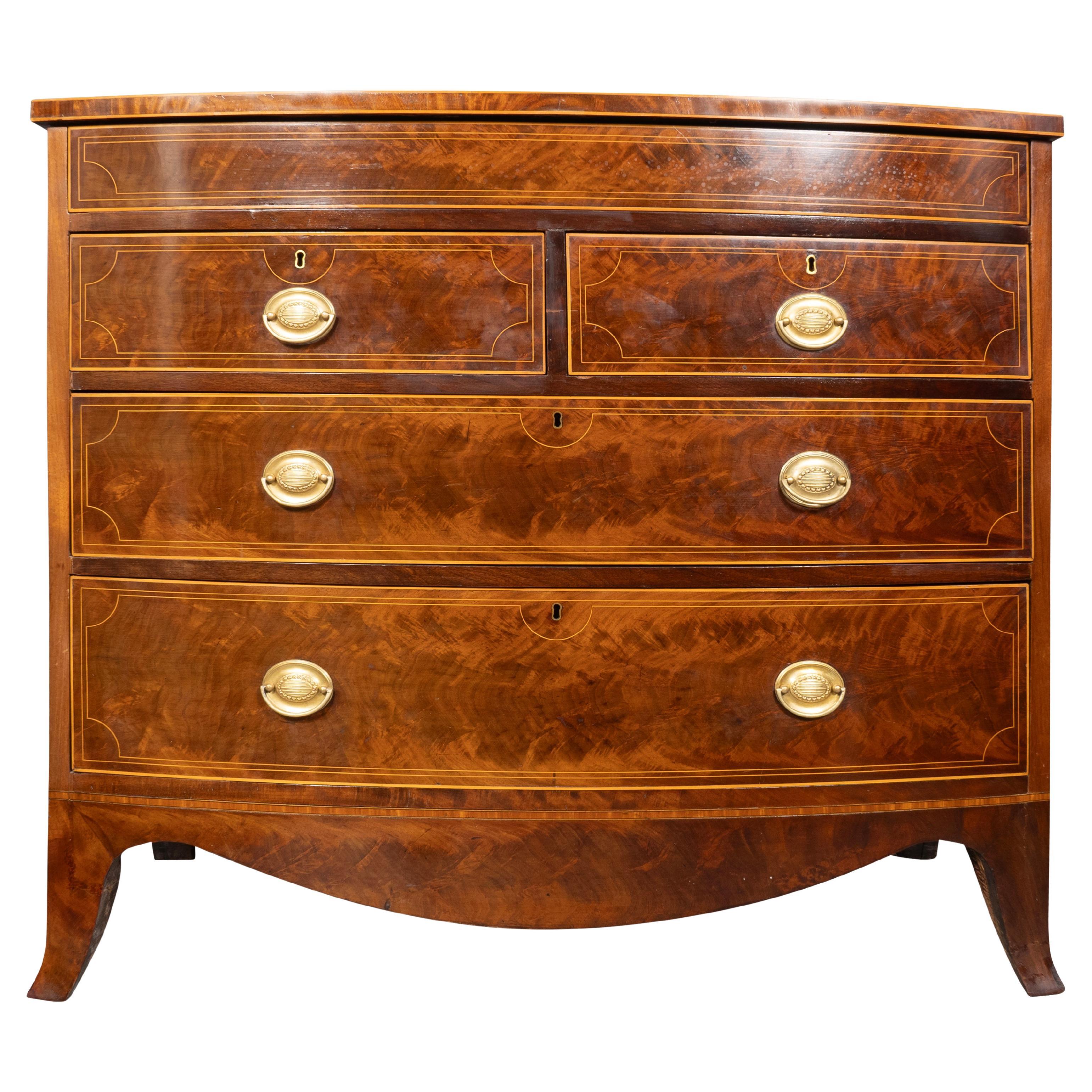 Regency Mahogany Bowfront Chest Of Drawers