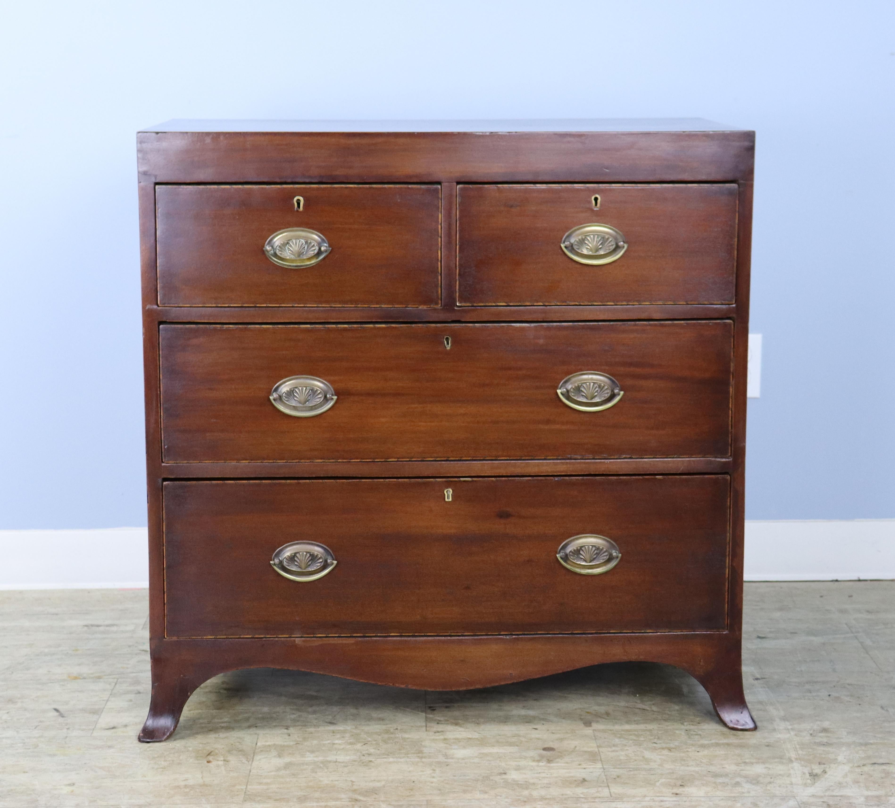English Regency Mahogany Chest of Drawers with Intricate Stringing For Sale