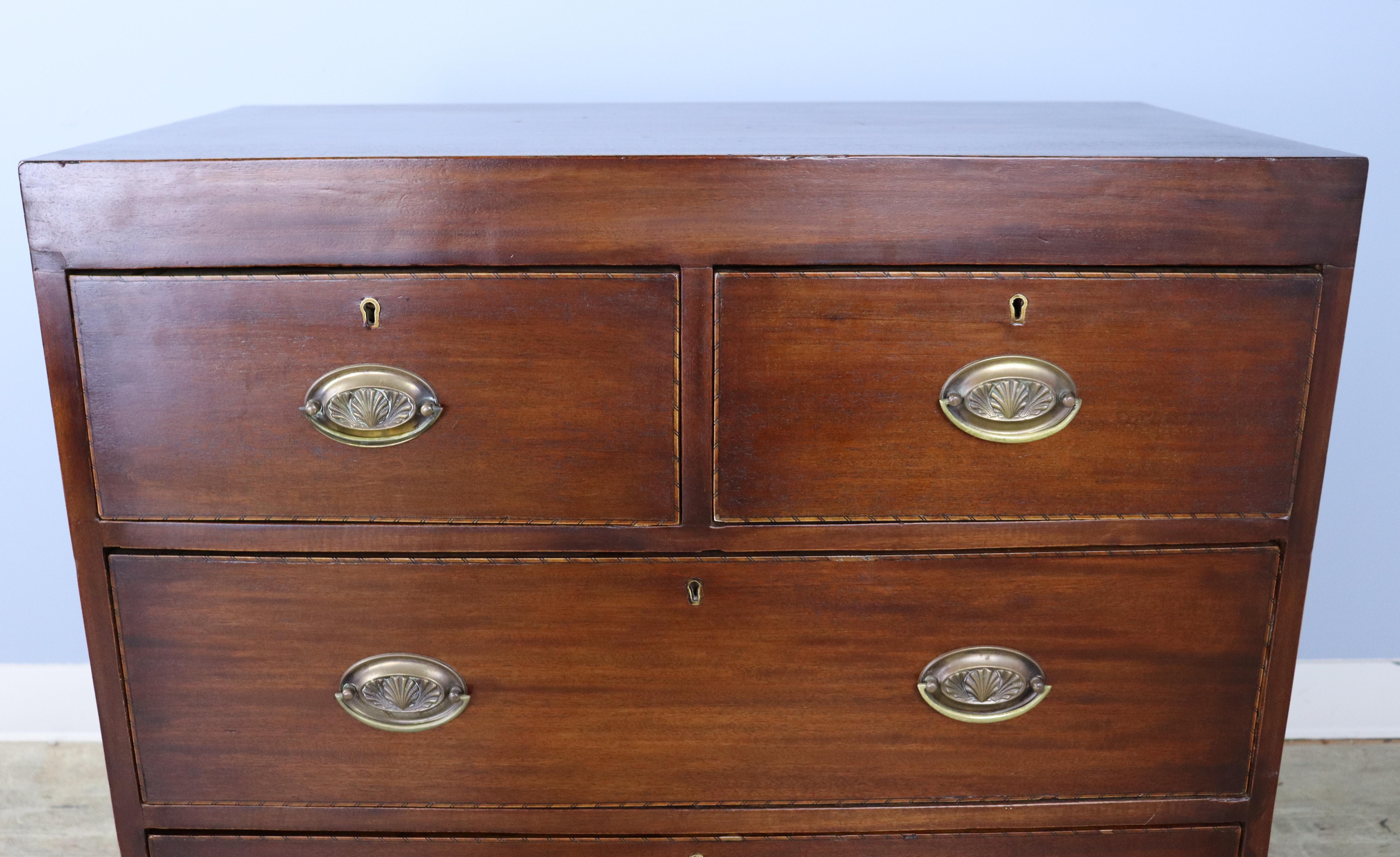 Regency Mahogany Chest of Drawers with Intricate Stringing For Sale 1