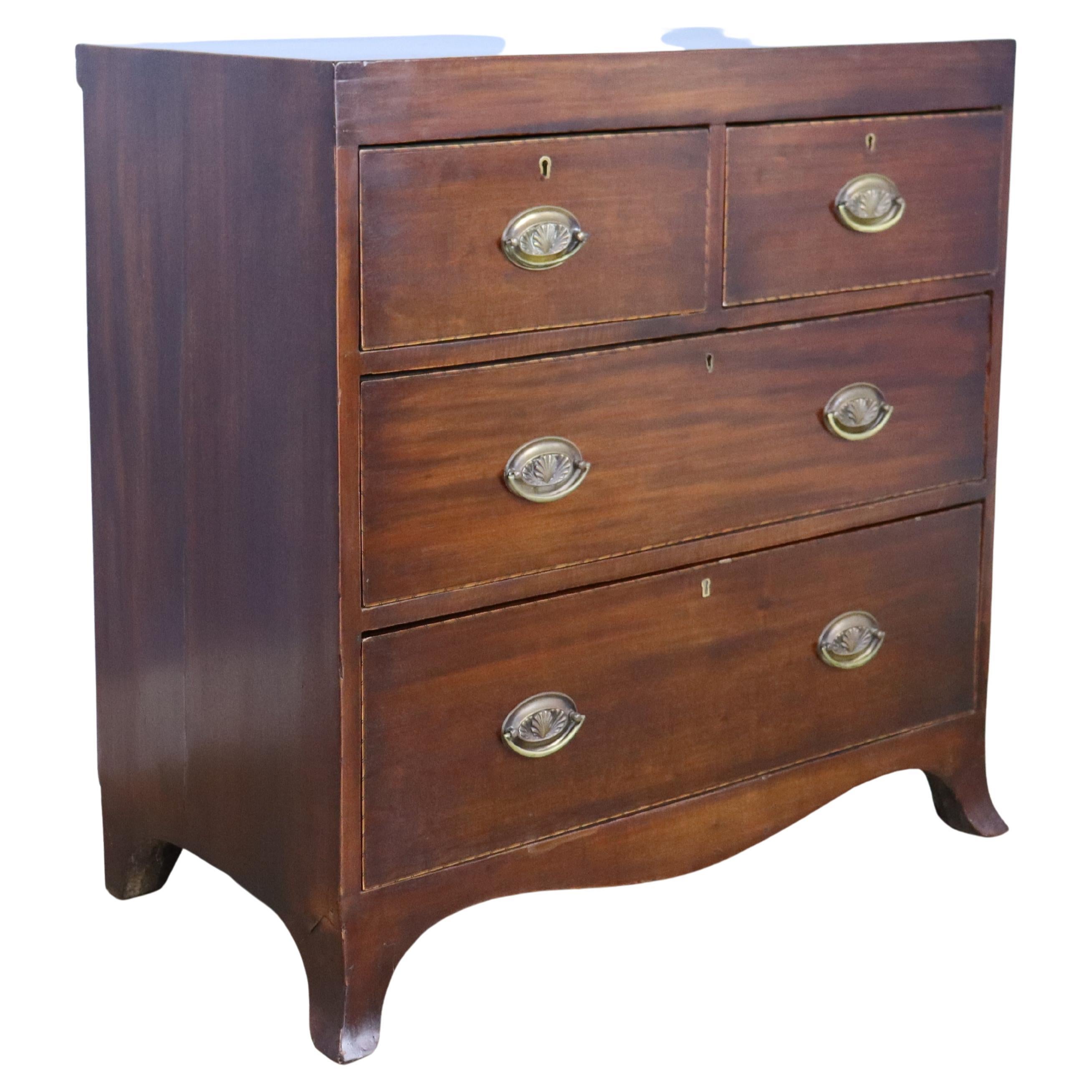 Regency Mahogany Chest of Drawers with Intricate Stringing For Sale