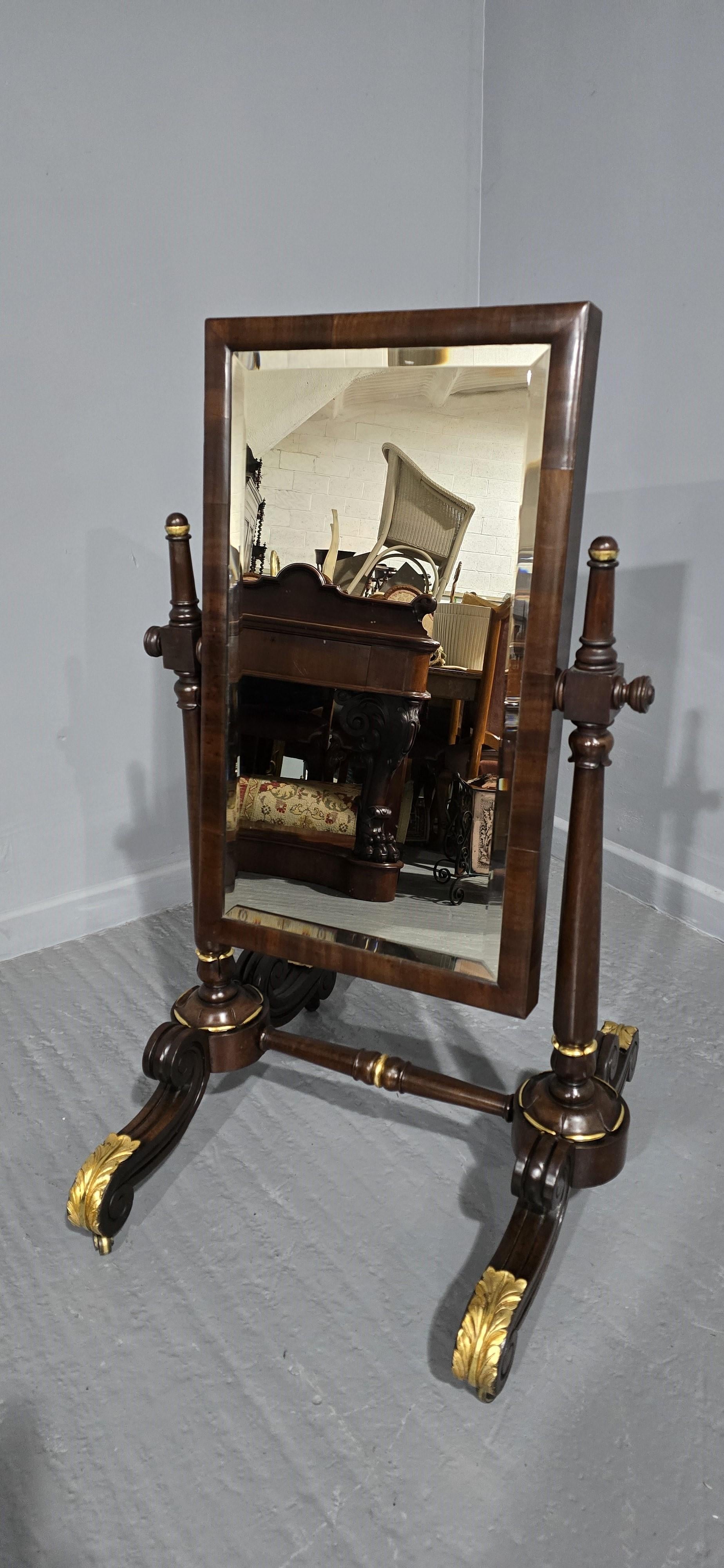 Regency Mahogany Cheval Mirror For Sale 6