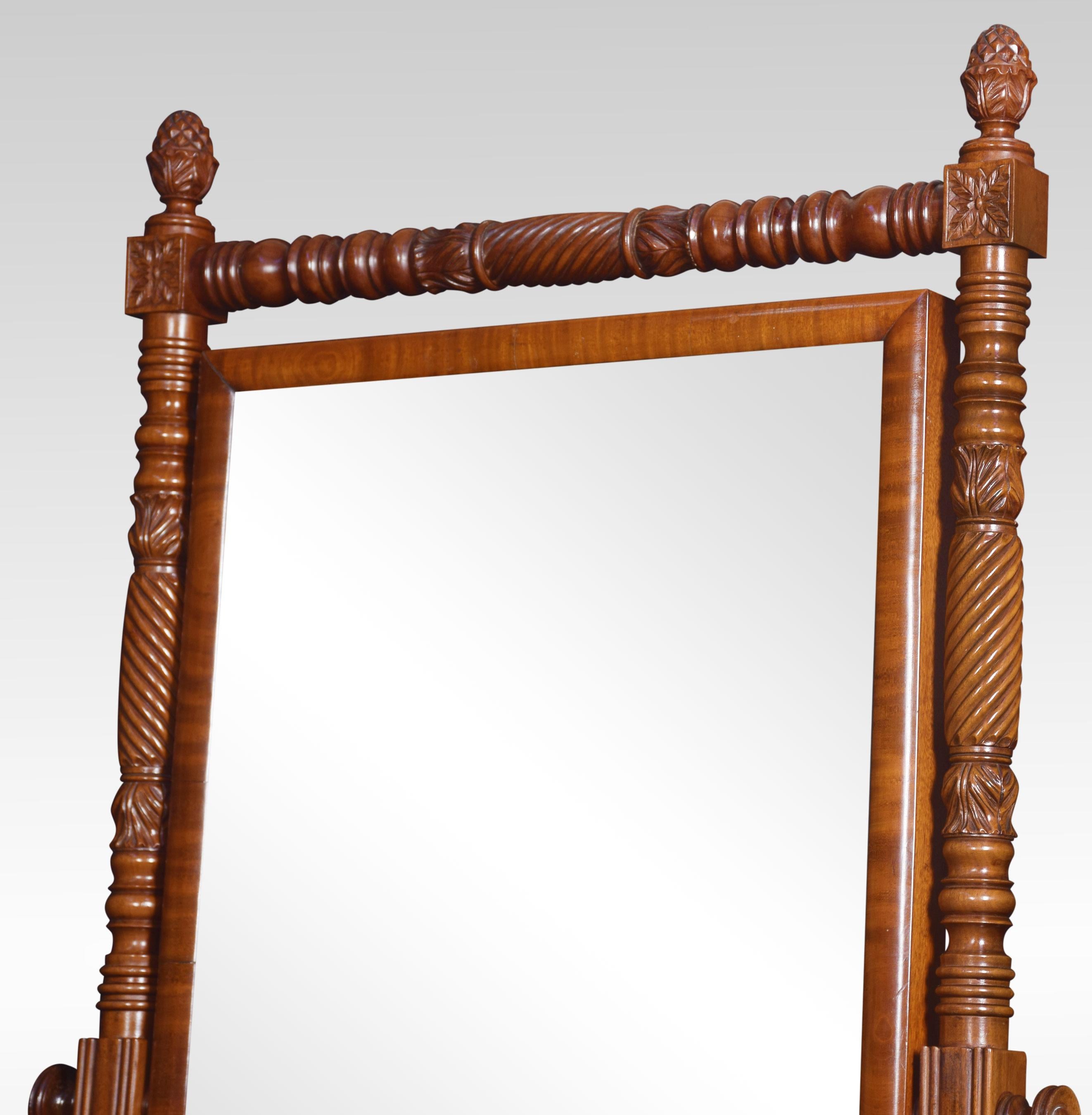 Regency Mahogany Cheval Mirror In Good Condition For Sale In Cheshire, GB