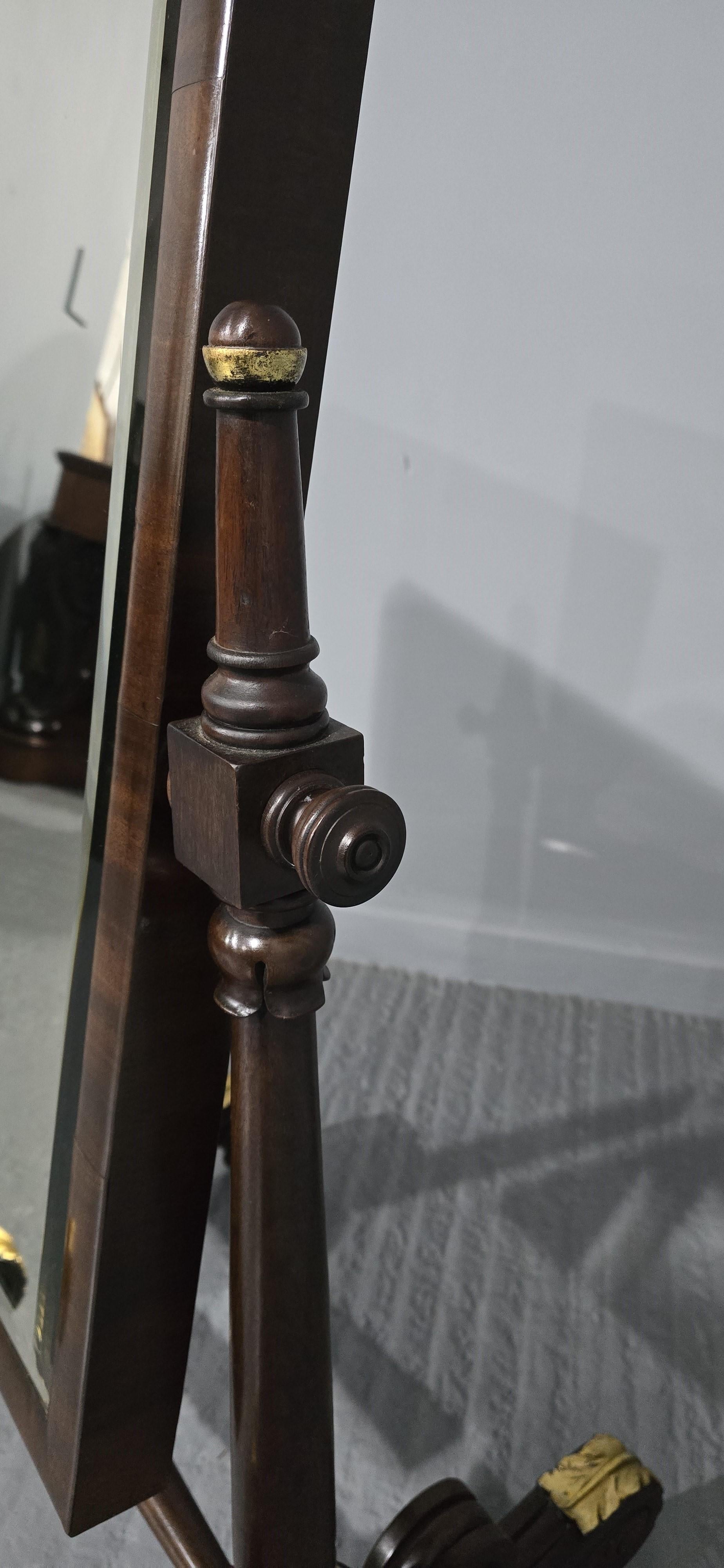 Regency Mahogany Cheval Mirror For Sale 1