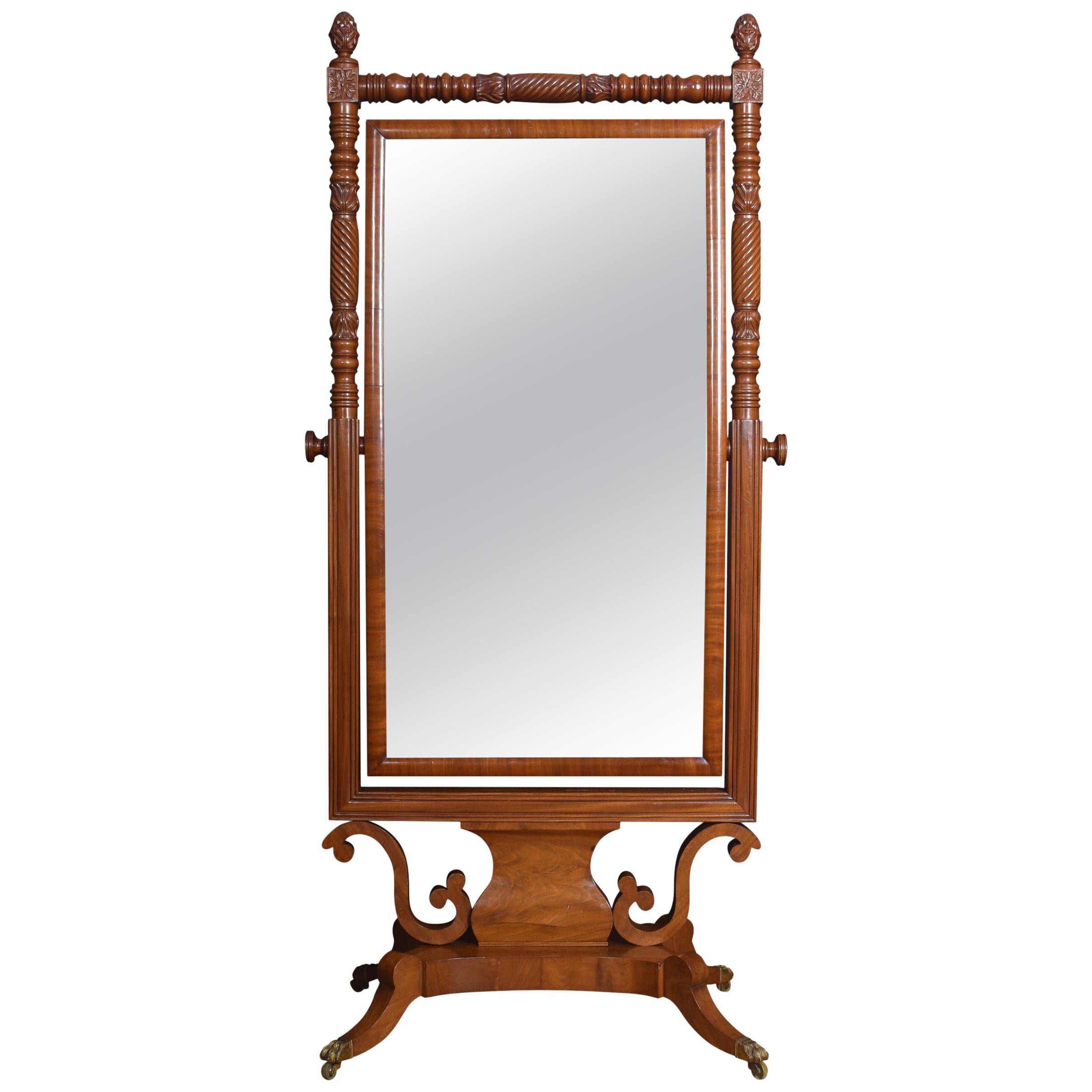 Regency Mahogany Cheval Mirror For Sale