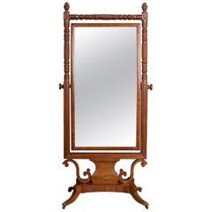 Antique Regency Mahogany Cheval Mirror