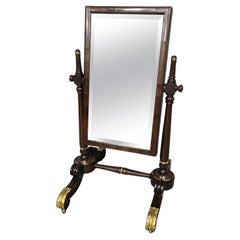 Antique Regency Mahogany Cheval Mirror