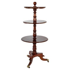 Regency Mahogany Circular Three Tier Folding Dumbwaiter Etagere Brass Castors