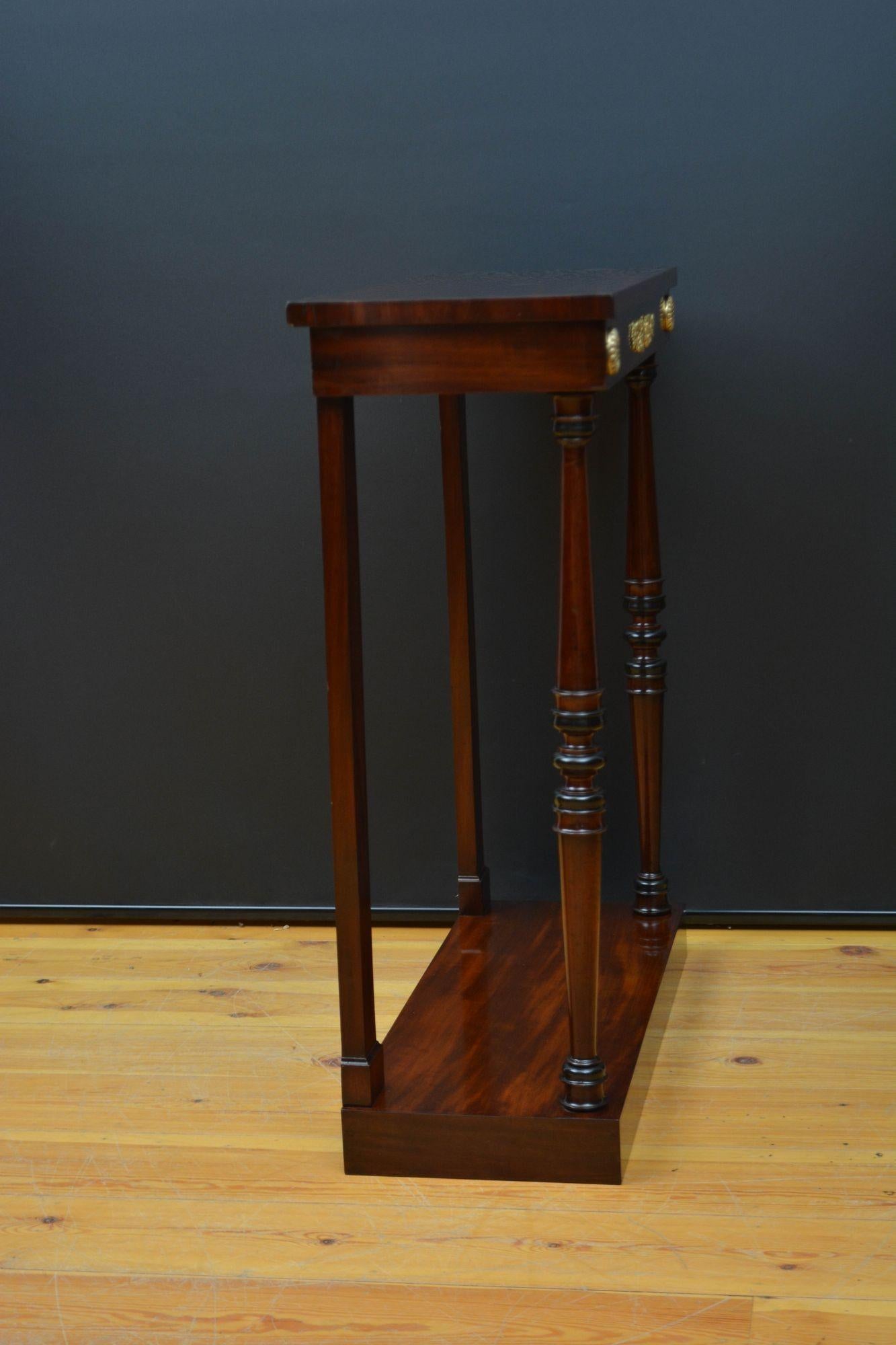 Regency Mahogany Console Tale Hall Table For Sale 9