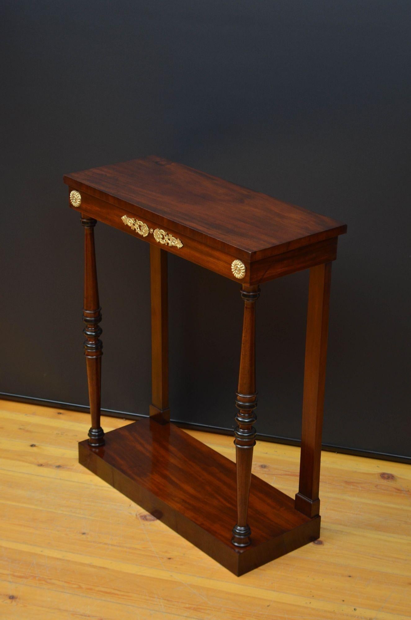 British Regency Mahogany Console Tale Hall Table For Sale