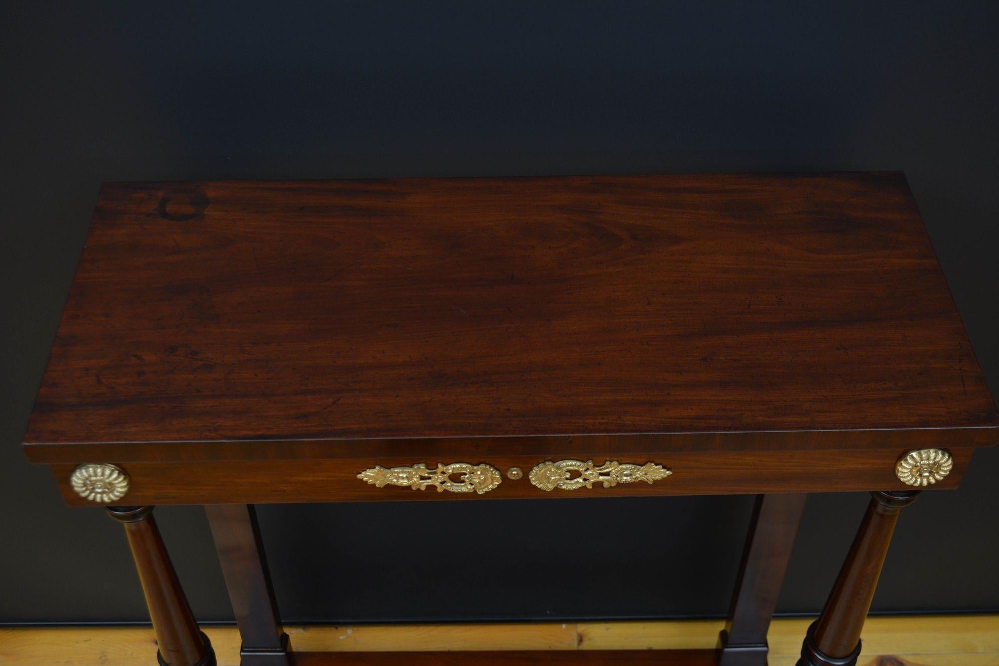 Regency Mahogany Console Tale Hall Table For Sale 1