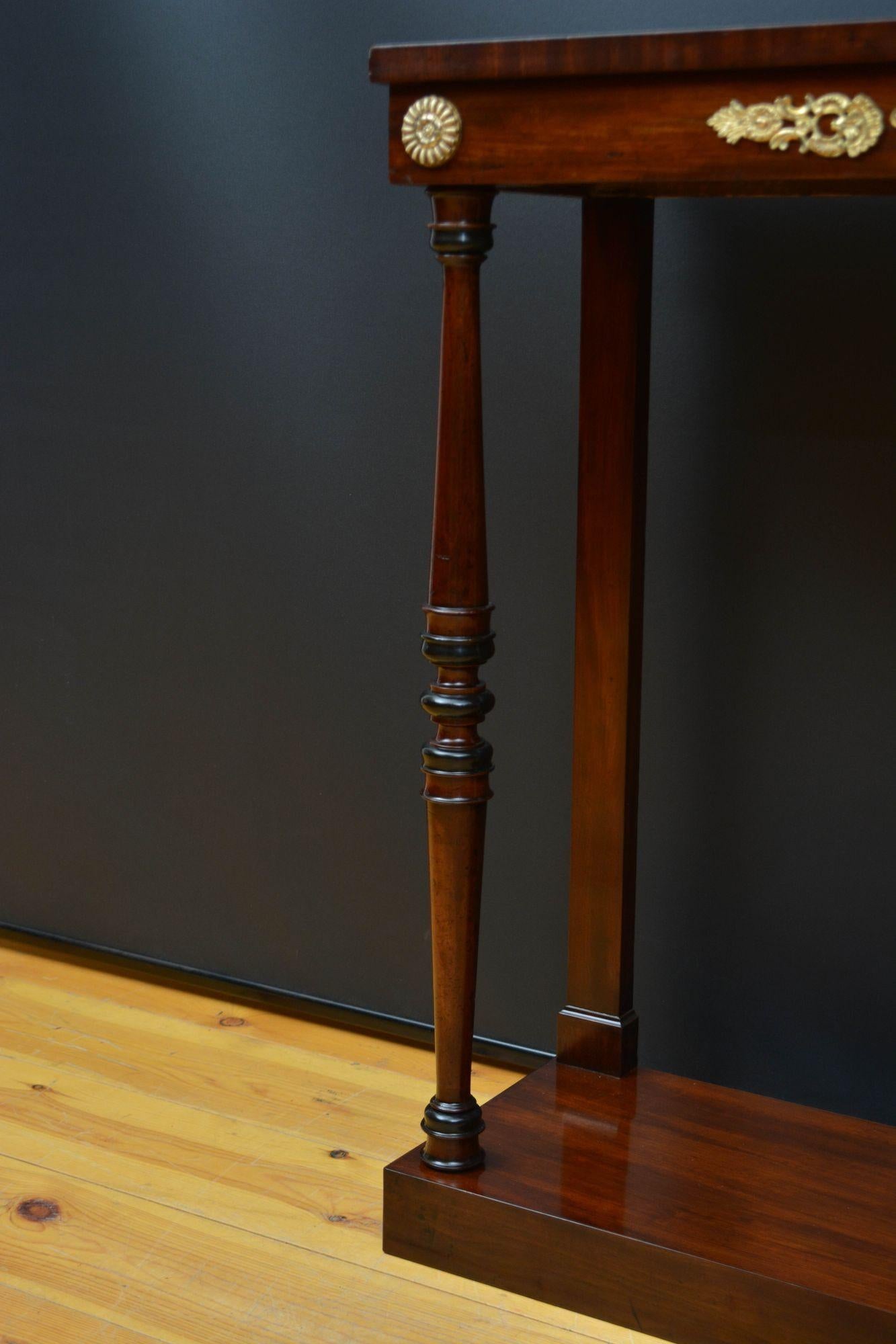 Regency Mahogany Console Tale Hall Table For Sale 3