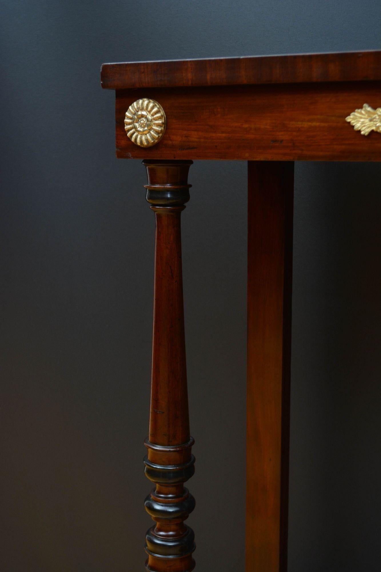 Regency Mahogany Console Tale Hall Table For Sale 4