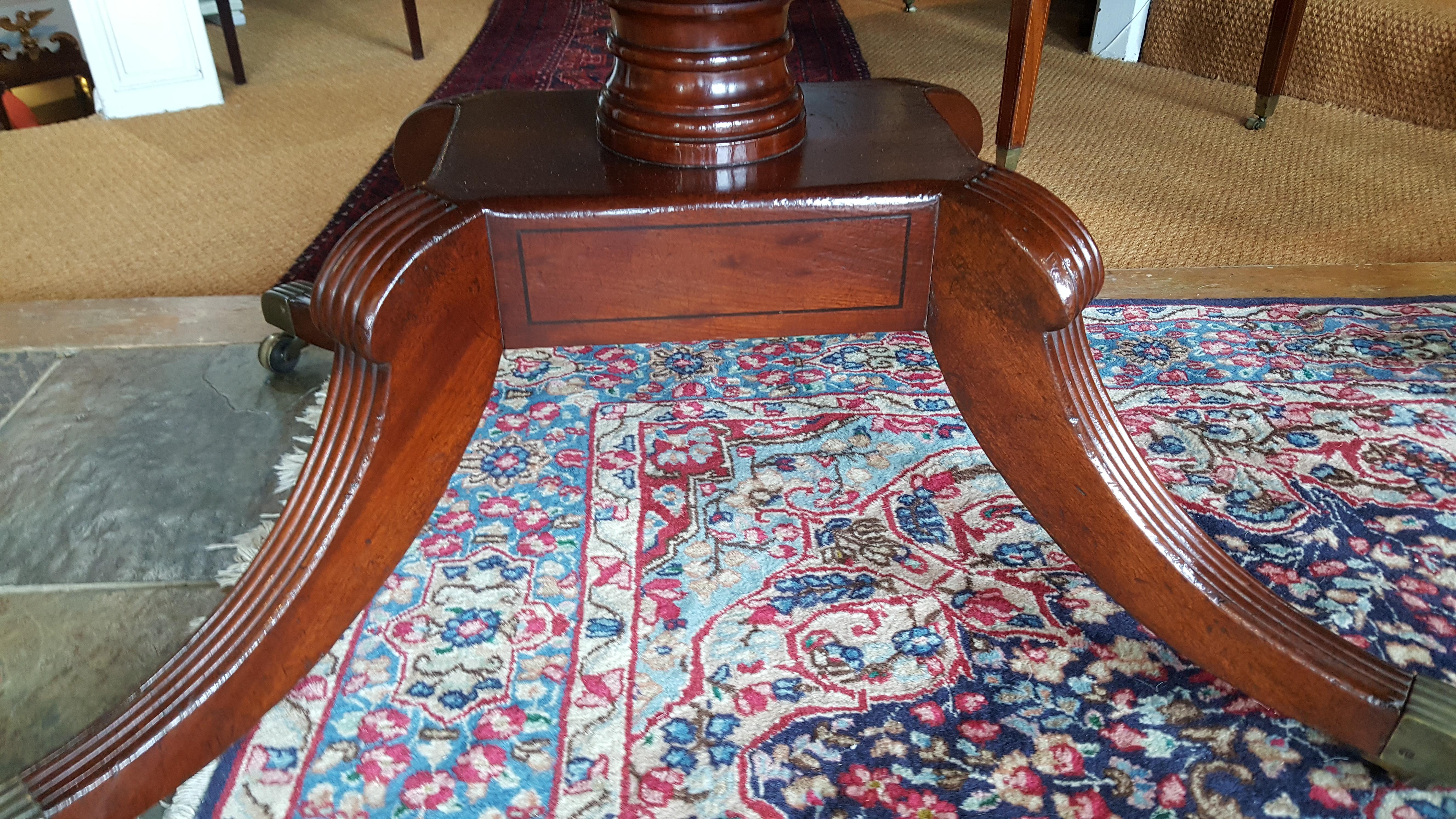 English Regency Mahogany Crossbanded Tilt Top Pedestal Breakfast Table For Sale