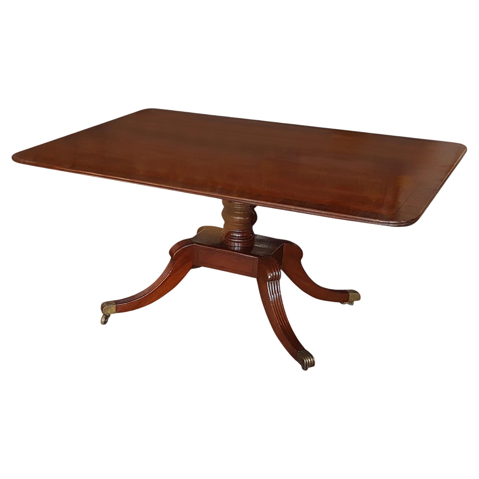 Regency Mahogany Crossbanded Tilt Top Pedestal Breakfast Table For Sale