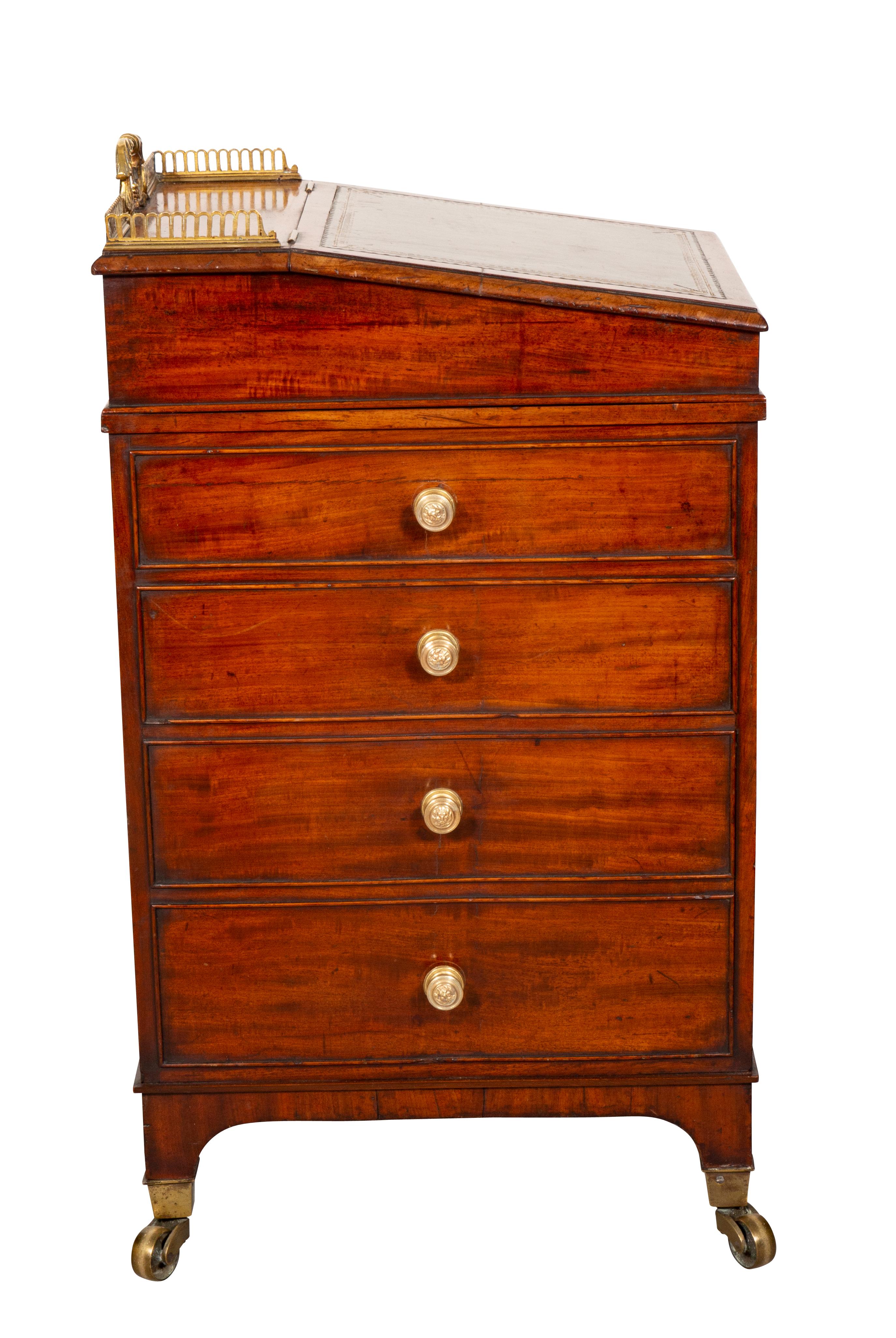 English Regency Mahogany Davenport Desk of Diminutive Size For Sale