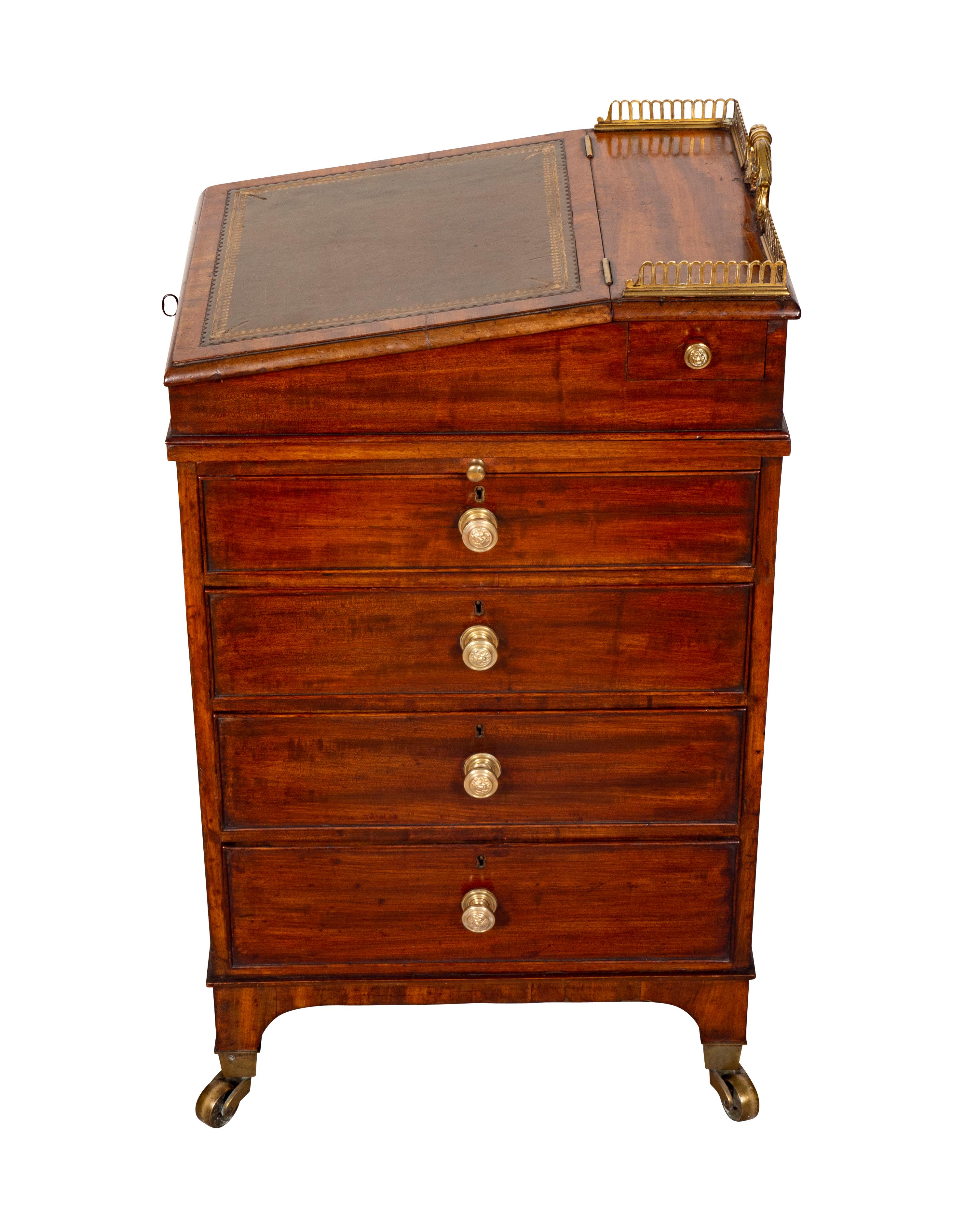 Late 18th Century Regency Mahogany Davenport Desk of Diminutive Size For Sale