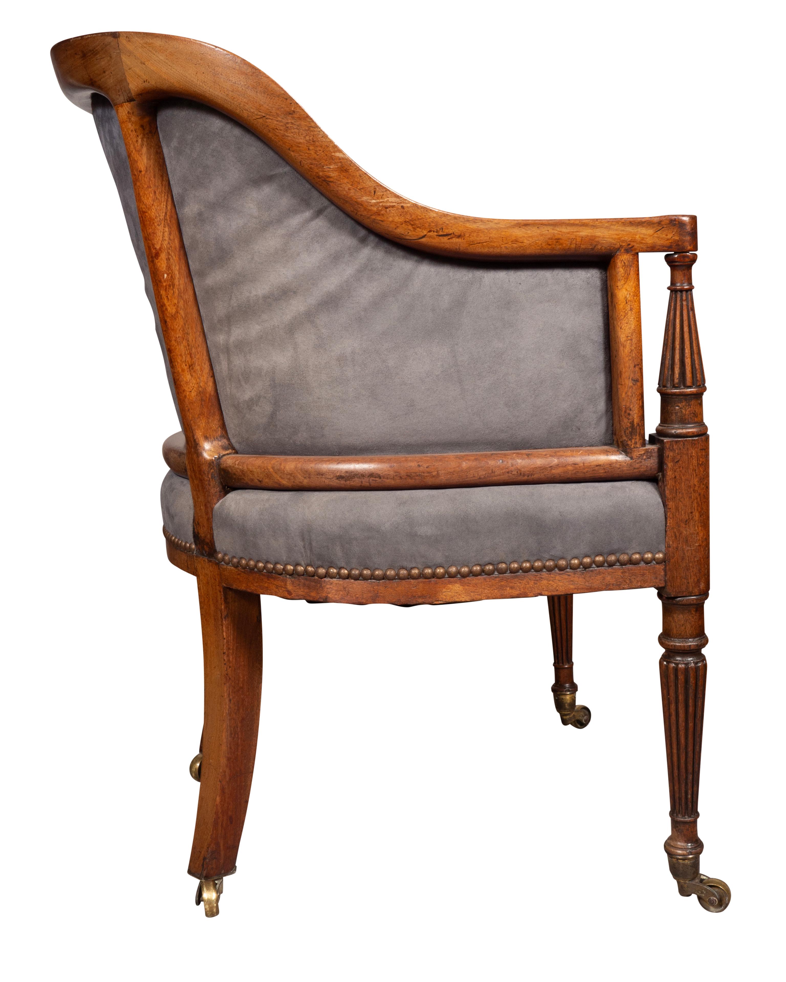 English Regency Mahogany Desk Chair For Sale