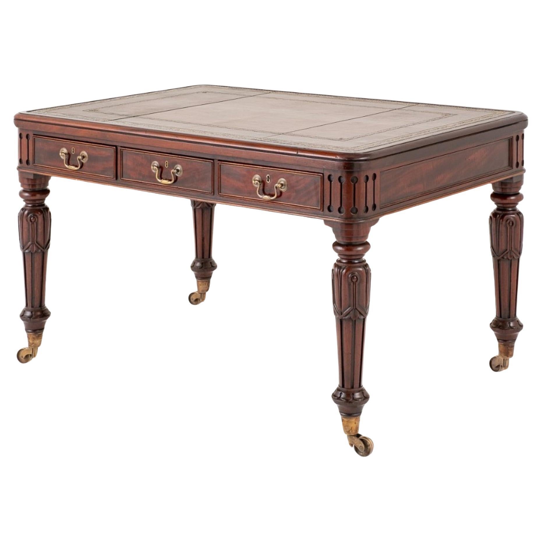 Regency Mahogany Desk Library Table Period For Sale