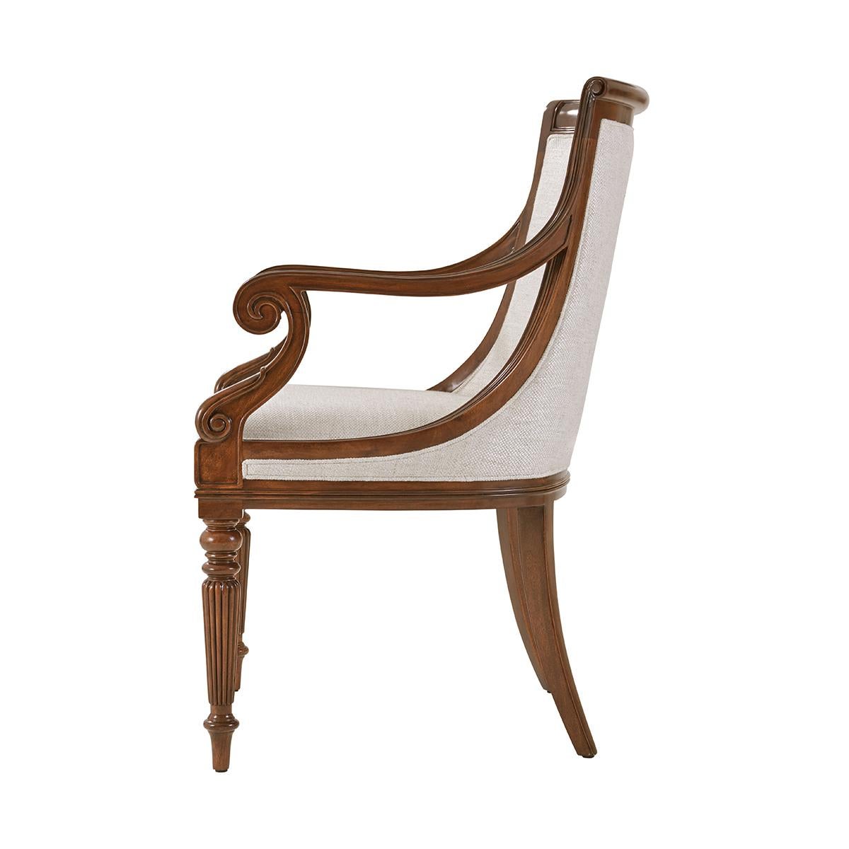 Contemporary Regency Mahogany Dining Armchairs For Sale
