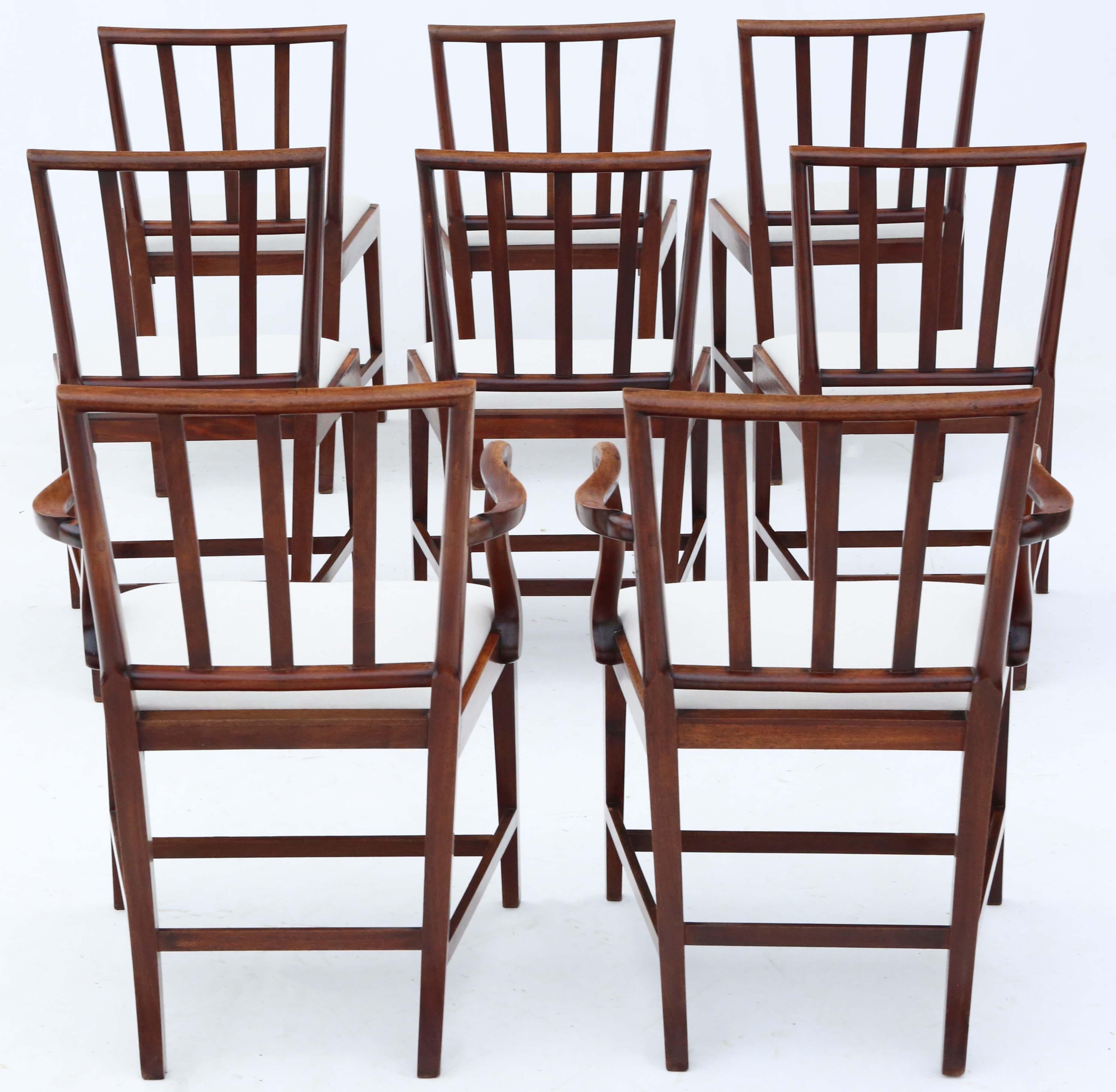 Regency Mahogany Dining Chairs: Set of 8 (6+2), Antique Quality, Early 19th C In Good Condition In Wisbech, Cambridgeshire