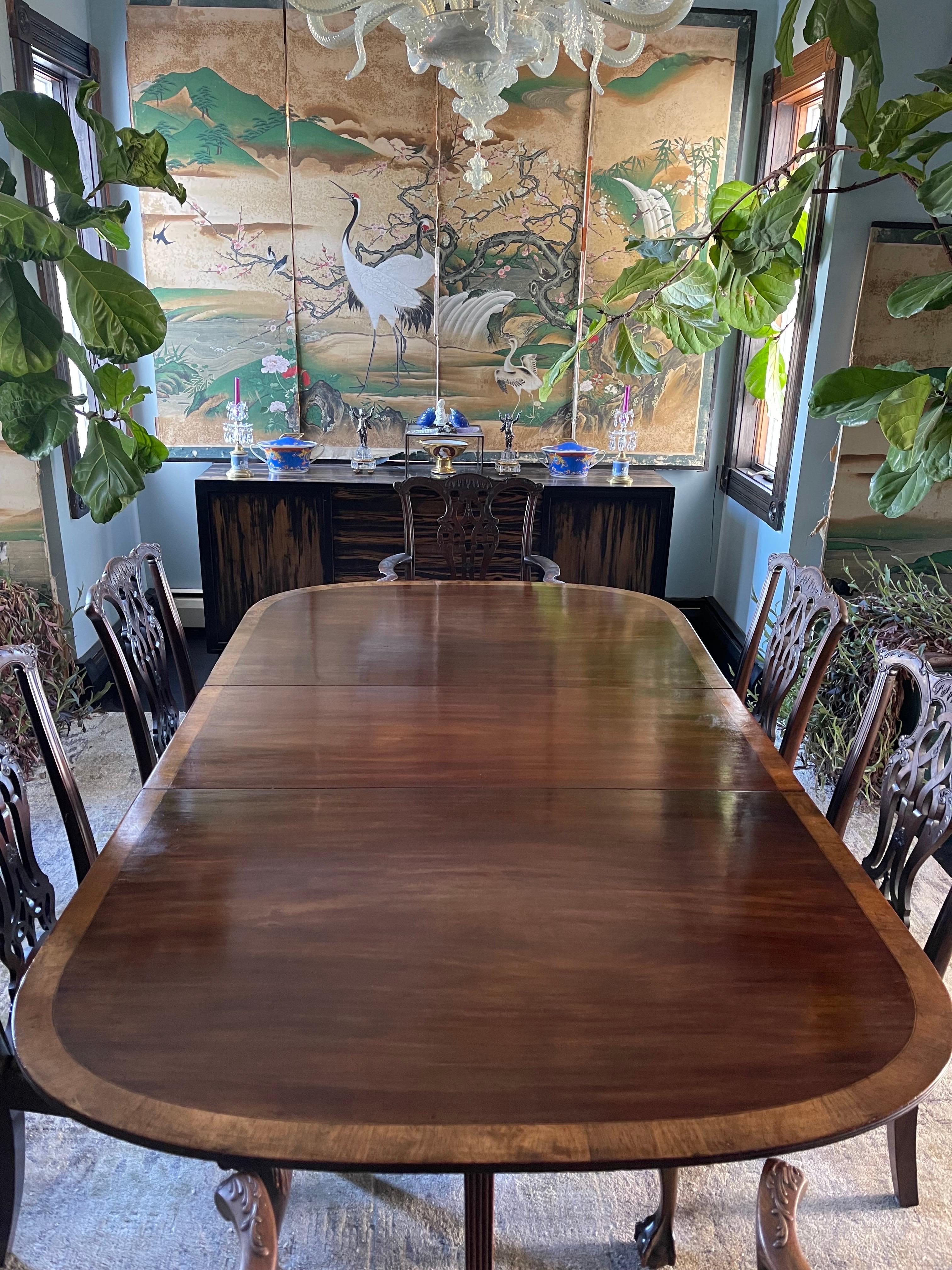 English Regency mahogany double pedestal dining table 