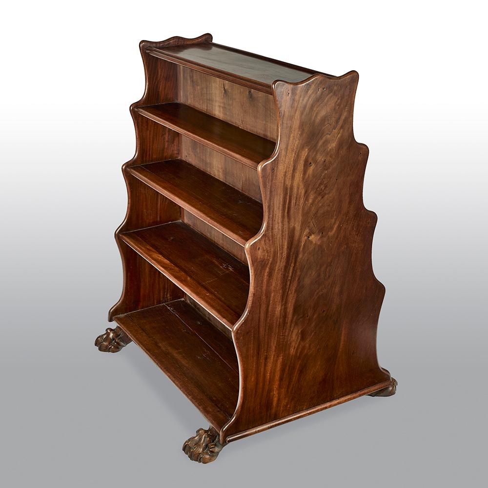 English Regency Mahogany Double Sided Waterfall Open Bookcase