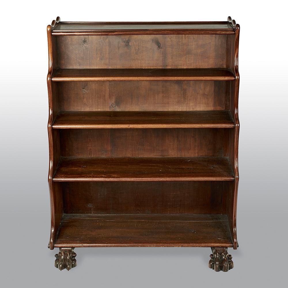 Regency Mahogany Double Sided Waterfall Open Bookcase In Good Condition In Uckfield, Sussex