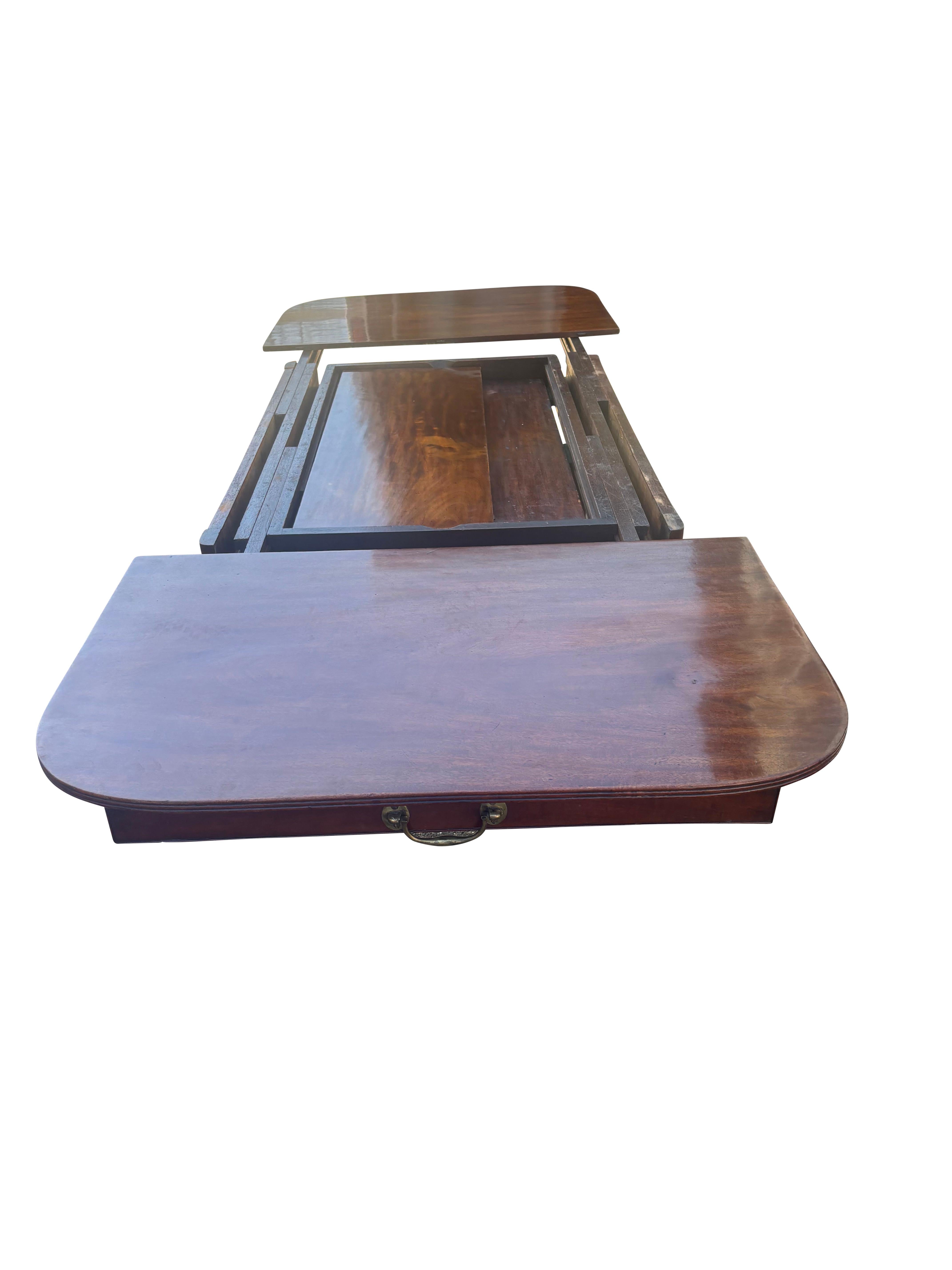 Brass Regency Mahogany Draw Leaf Dining Table