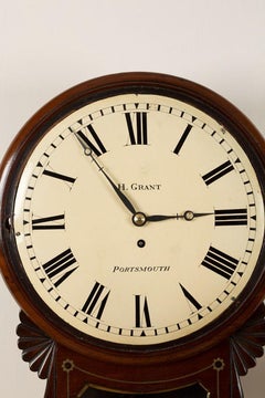 Regency Mahogany Drop Dial Wall Clock By Grant, Portsmouth
