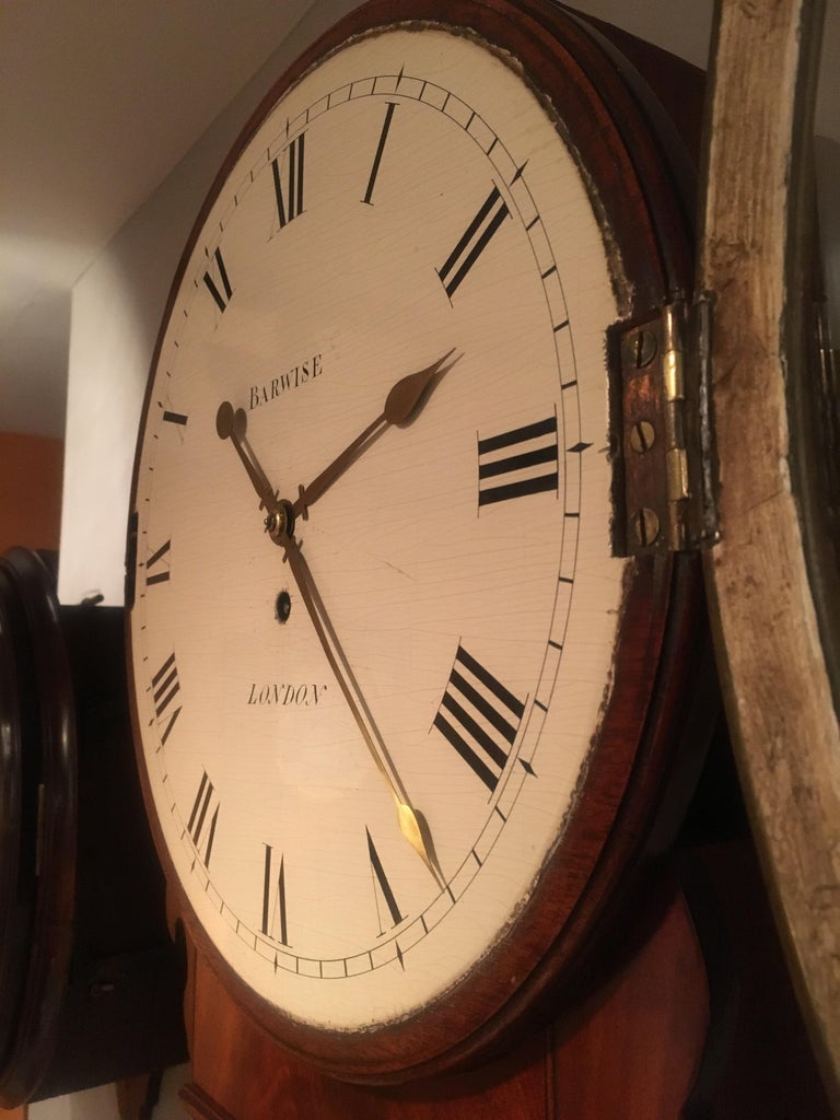 19th Century Antique Regency Mahogany Drop Dial Wall Clock by Barwise, London For Sale at 1stdibs