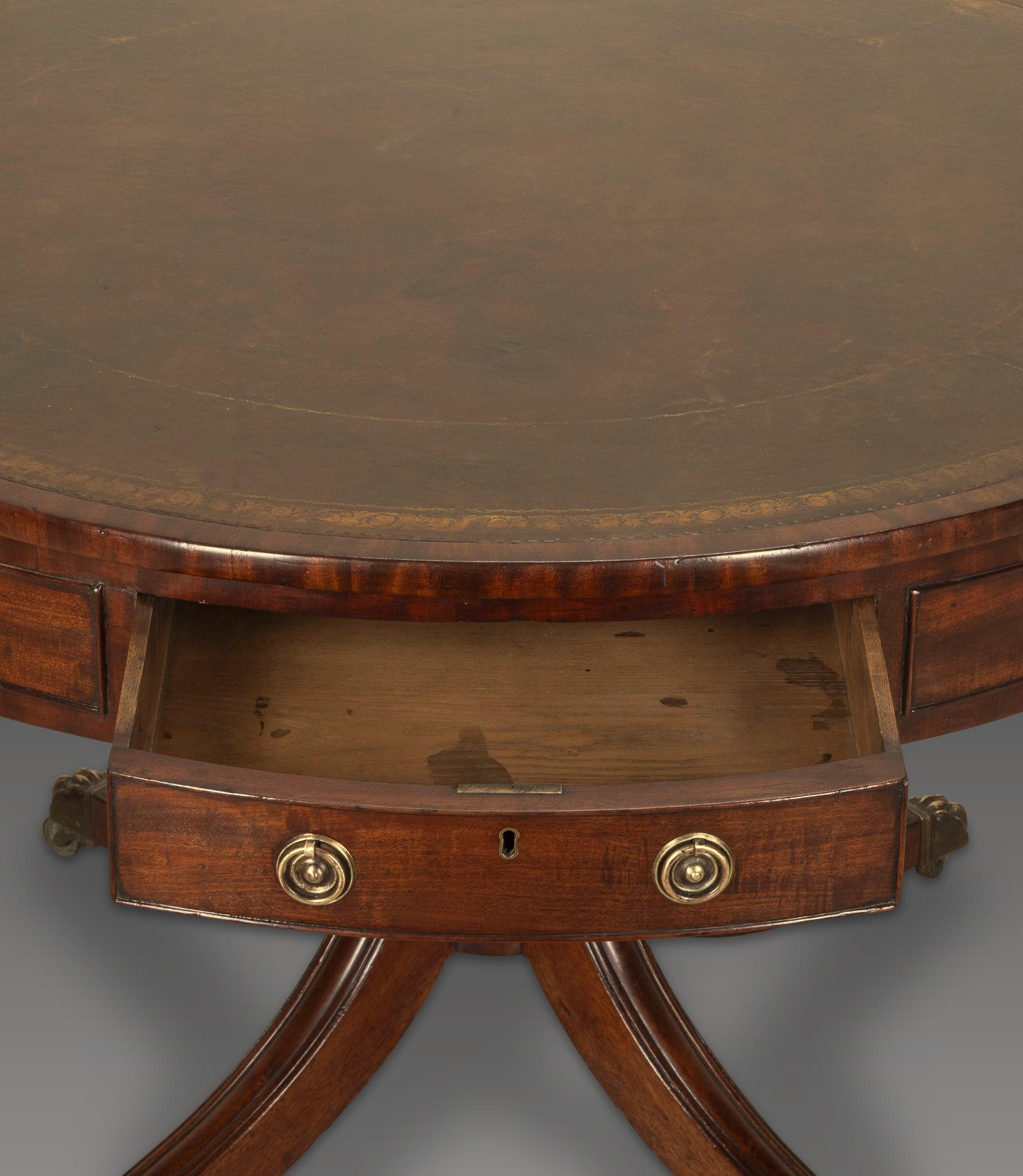 Regency Mahogany Drum Table en vente 5
