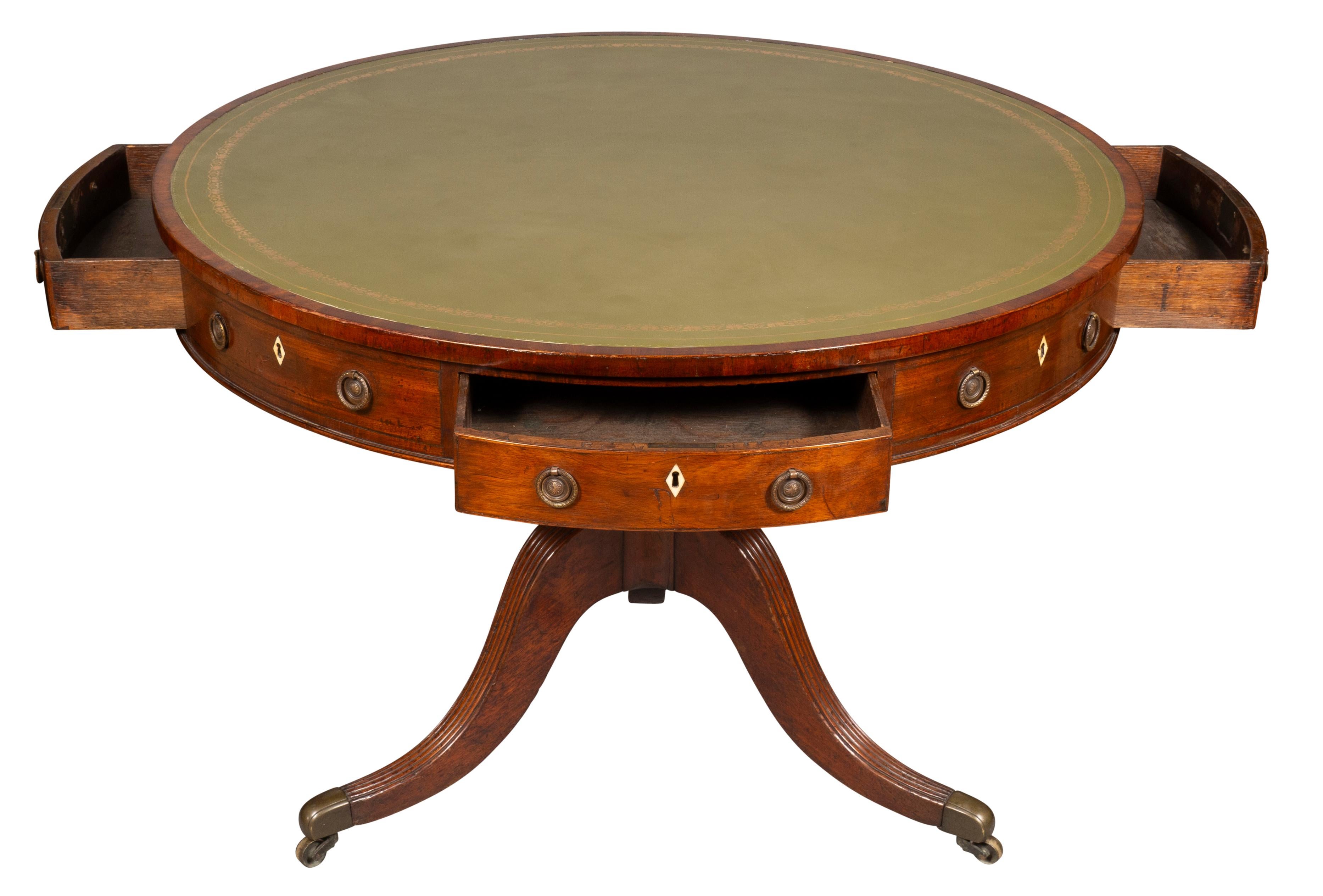 English Regency Mahogany Drum Table