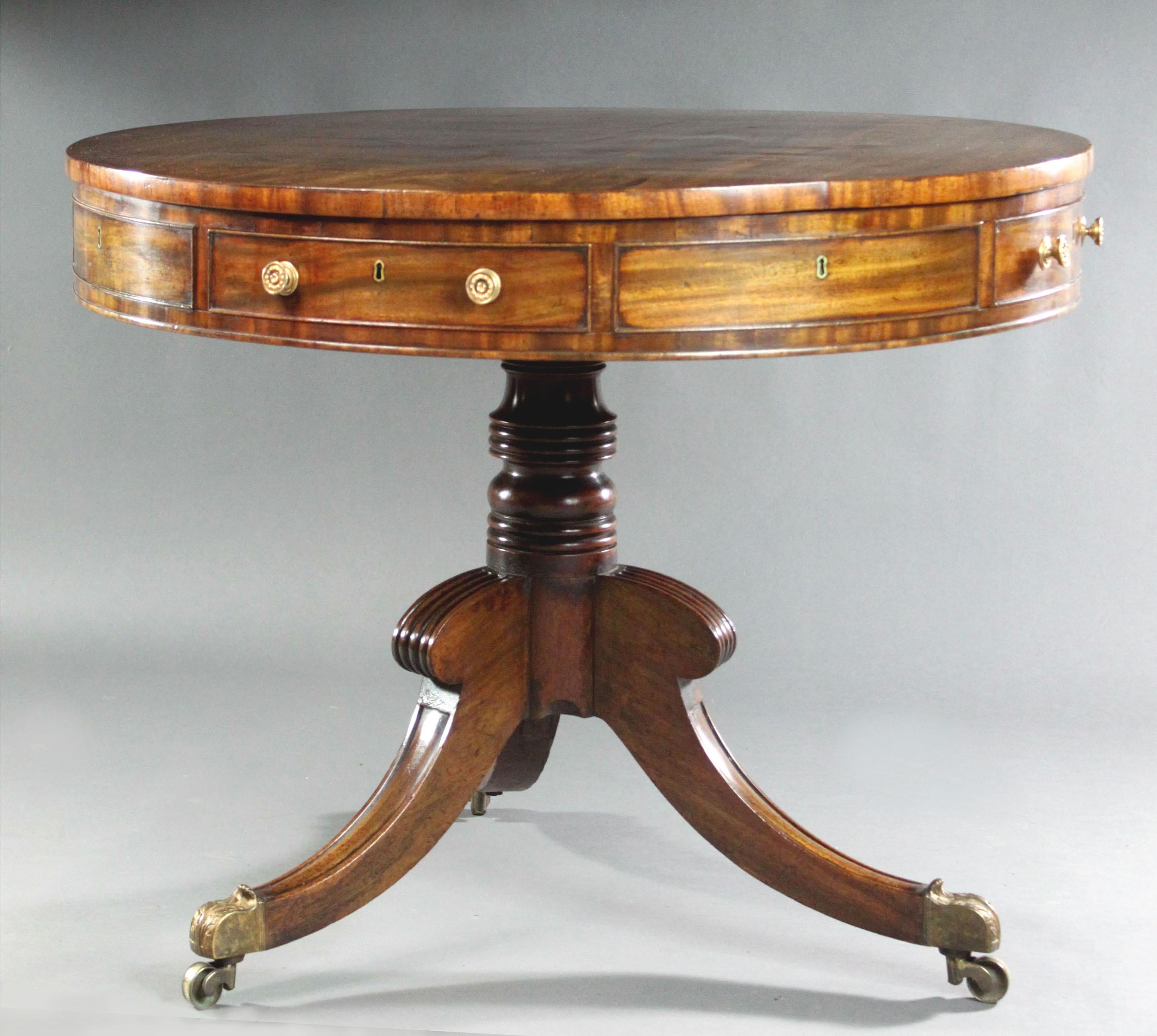 English Regency mahogany drum table For Sale