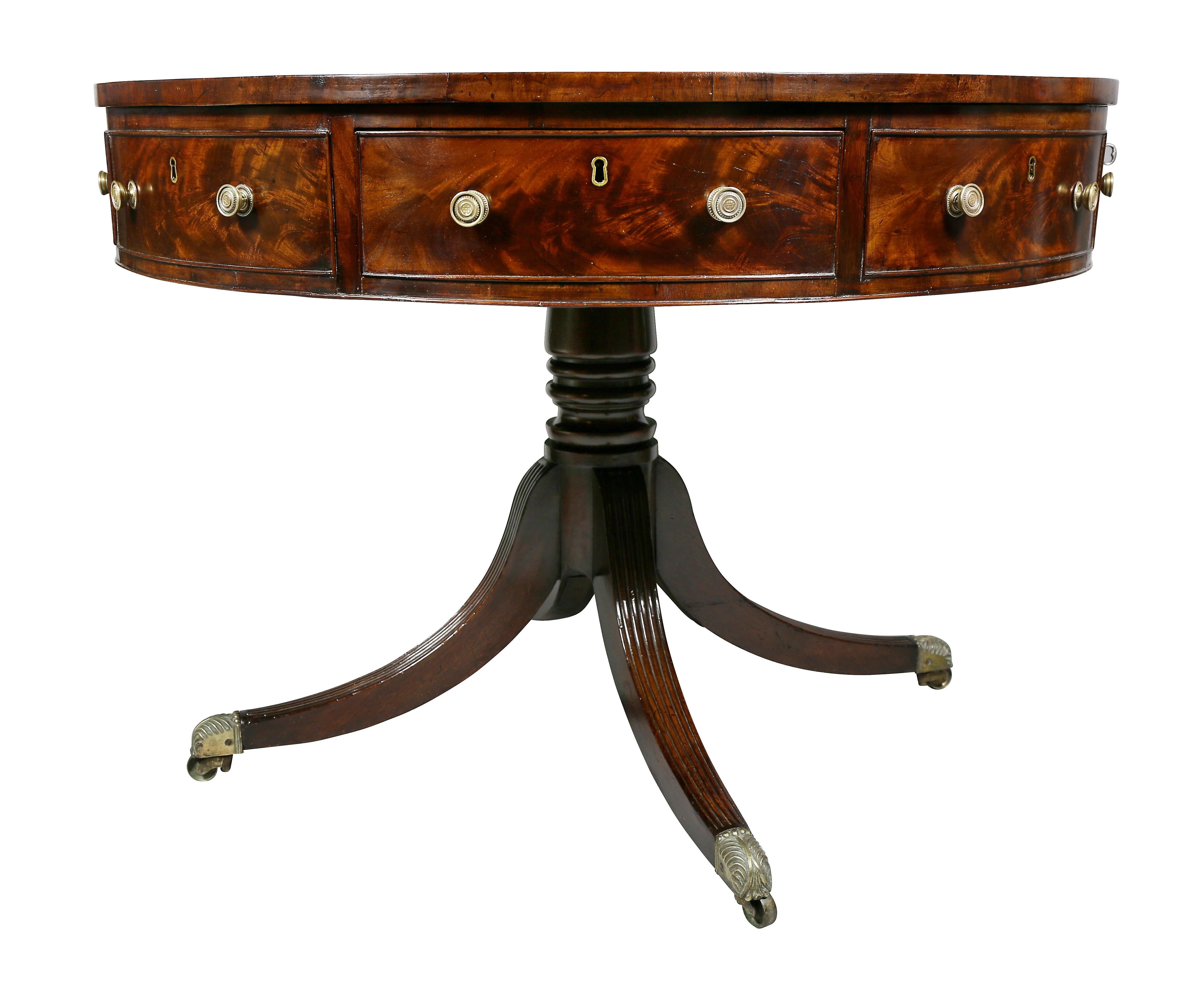 Regency Mahogany Drum Table In Good Condition In Essex, MA