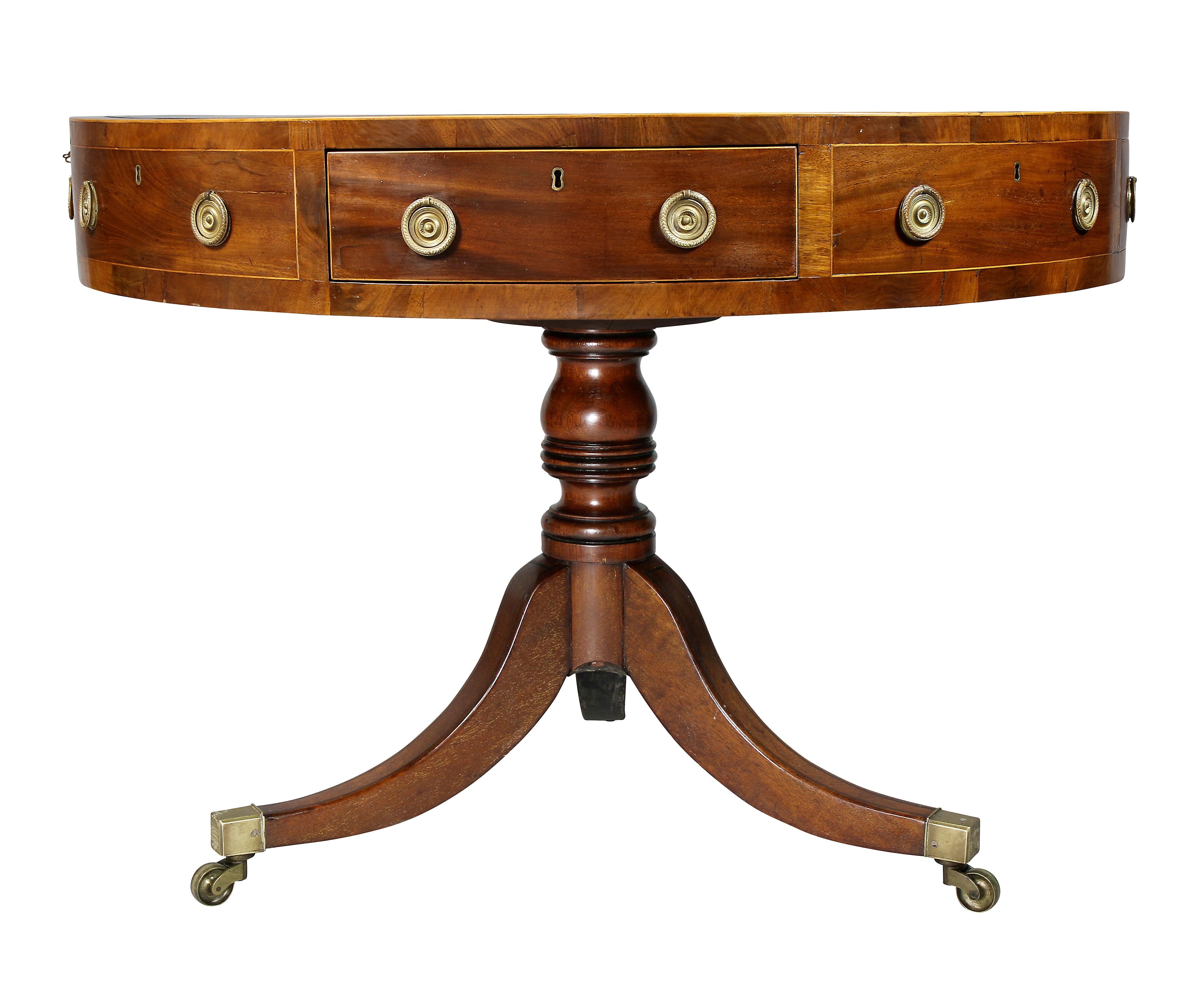 Regency Mahogany Drum Table In Good Condition In Essex, MA