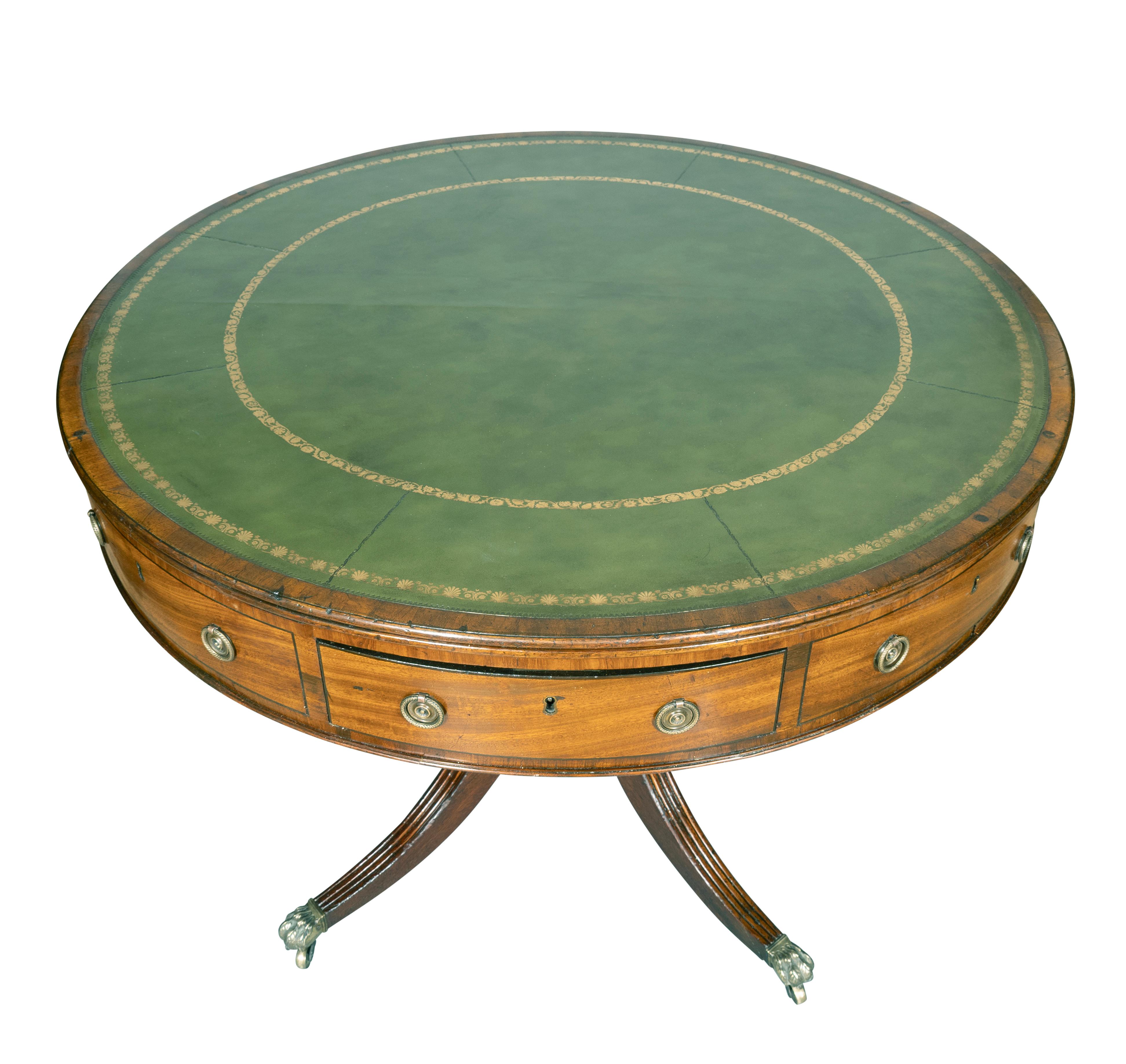 Table à tambour Regency en acajou Bon état - En vente à Essex, MA