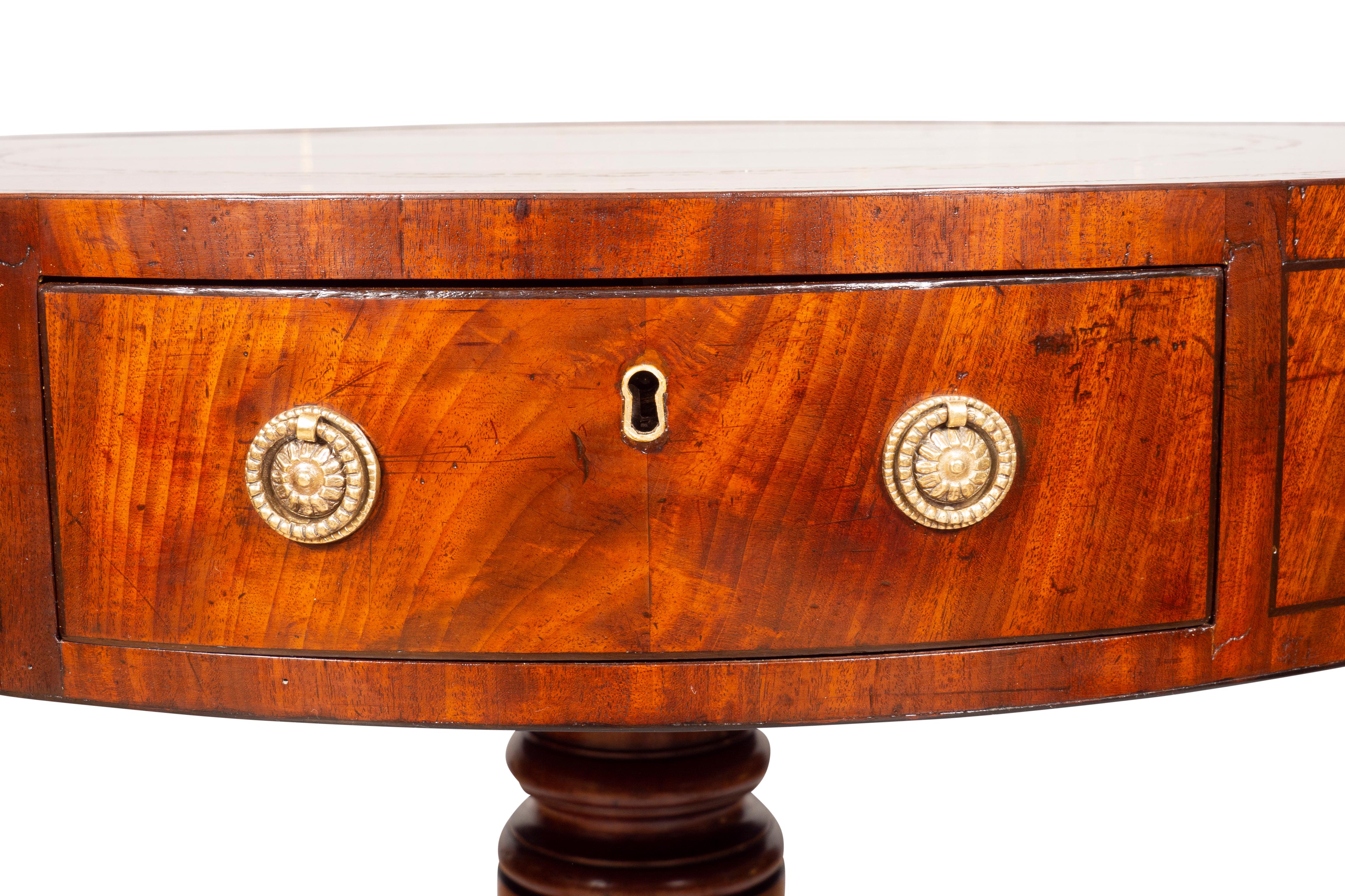 Leather Regency Mahogany Drum Table