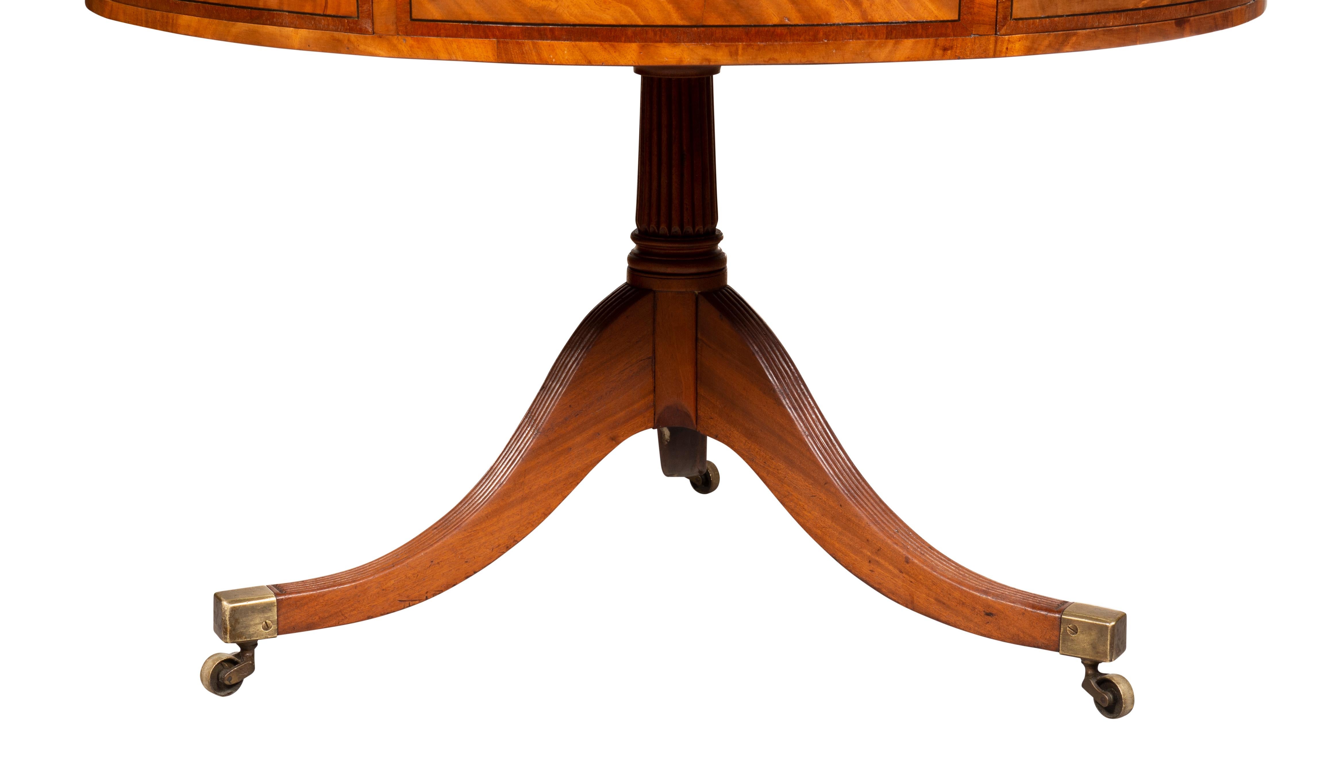 Leather Regency Mahogany Drum Table For Sale