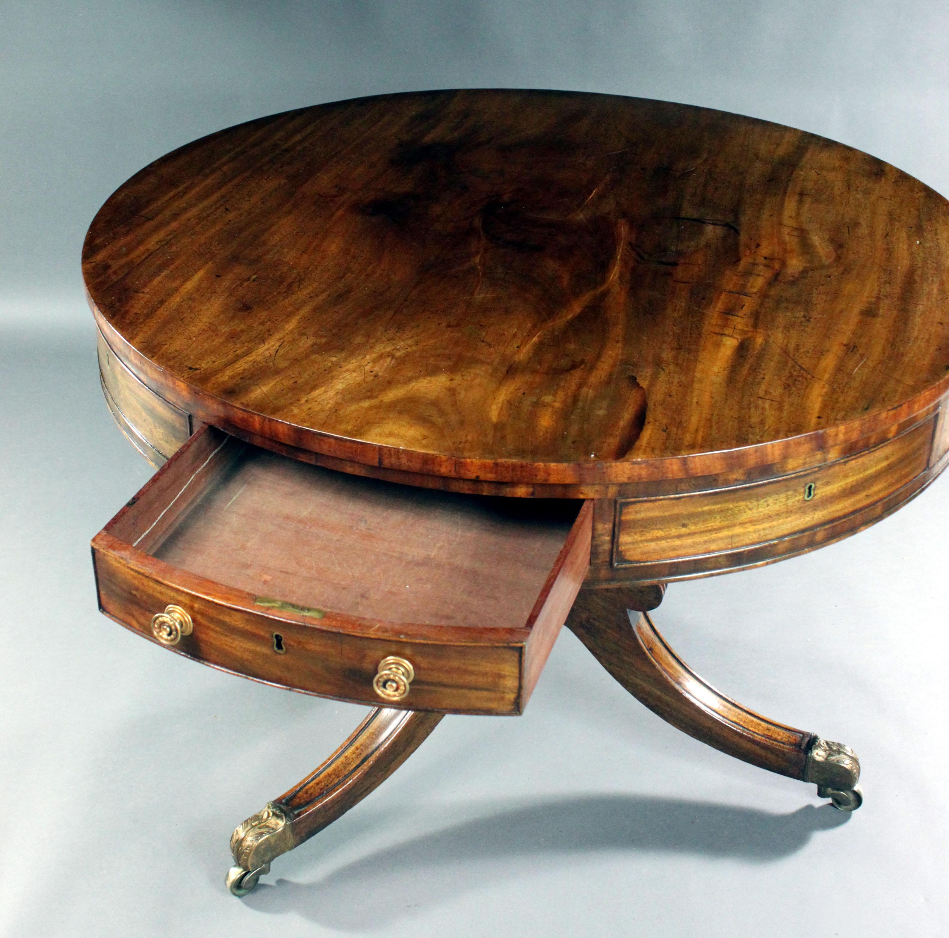 Regency mahogany drum table For Sale 1