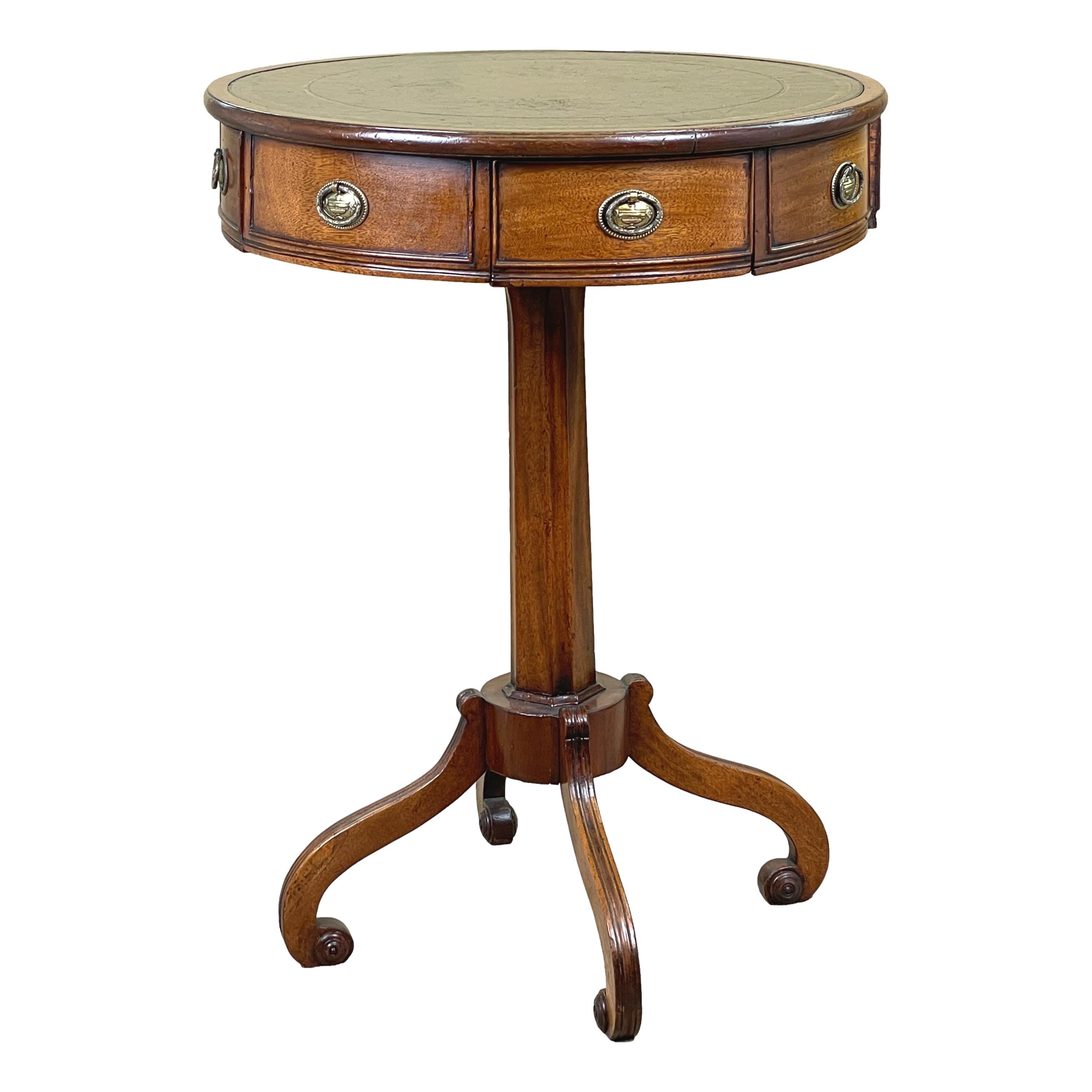 Regency Mahogany Drum Type Lamp Table For Sale 4