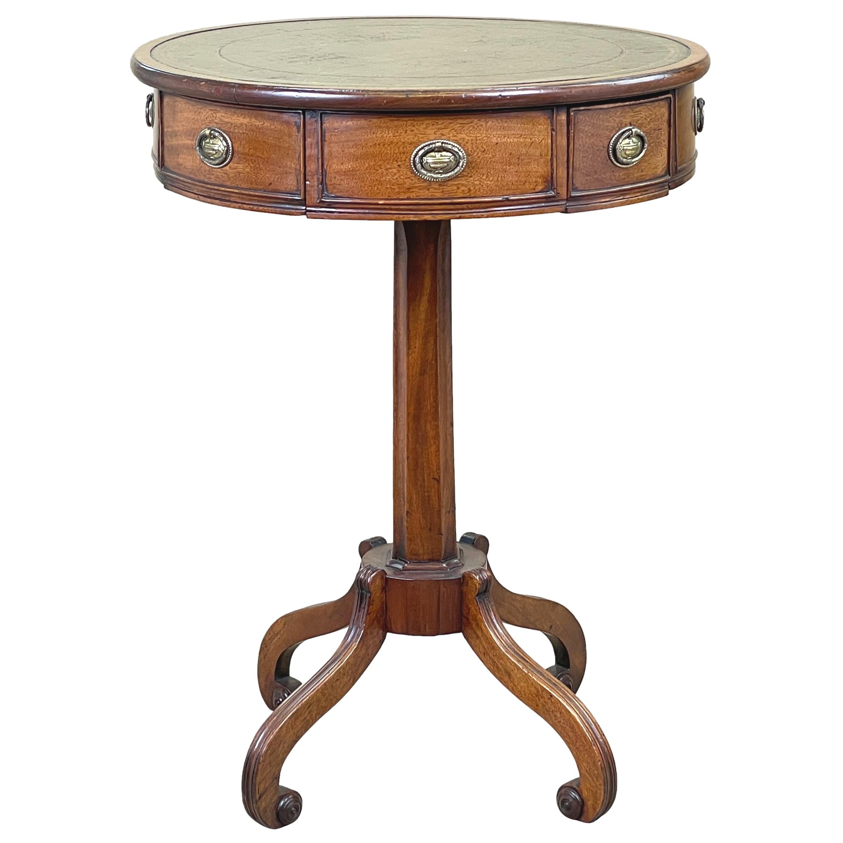 Regency Mahogany Drum Type Lamp Table For Sale