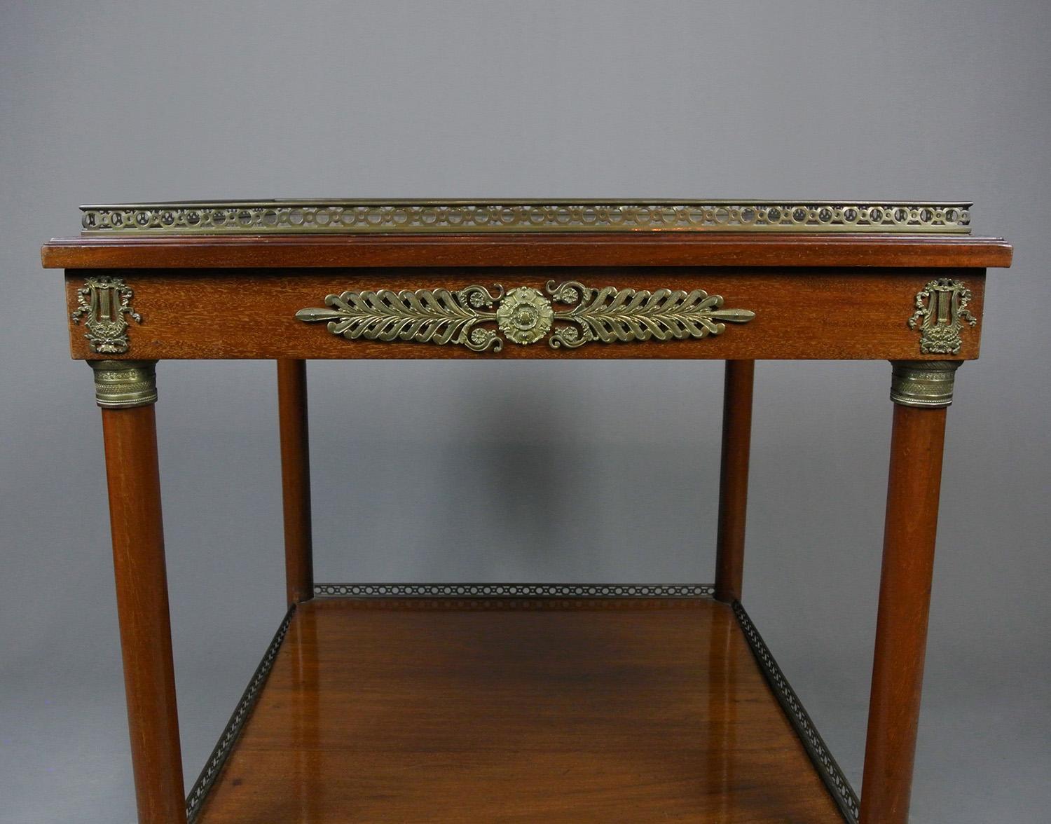 Brass Regency Mahogany Empire Centre Table, circa 1830